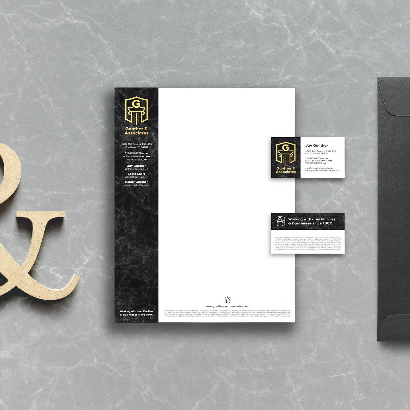 Once you have your branding finalized, you're going to need some printed goods. Ganthet &amp; Associates went with Gold Foil on their letterhead, note cards, folders, and business cards. This is a great way to help you stand out against your competit