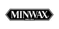 Minwax logo with black background and white text