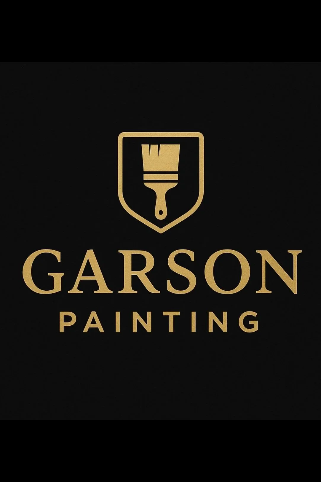 Logo for Garson Painting featuring a gold paintbrush icon and gold text on a black background.