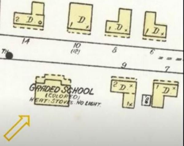   From the years 1901 through 1923. "Colored Graded School" in Lexington on Church St. had no electricity. After 1925, on 4th Street, electricity was furnished to the "Colored Graded School." Diagram provided by the Davidson County Historical Museum.