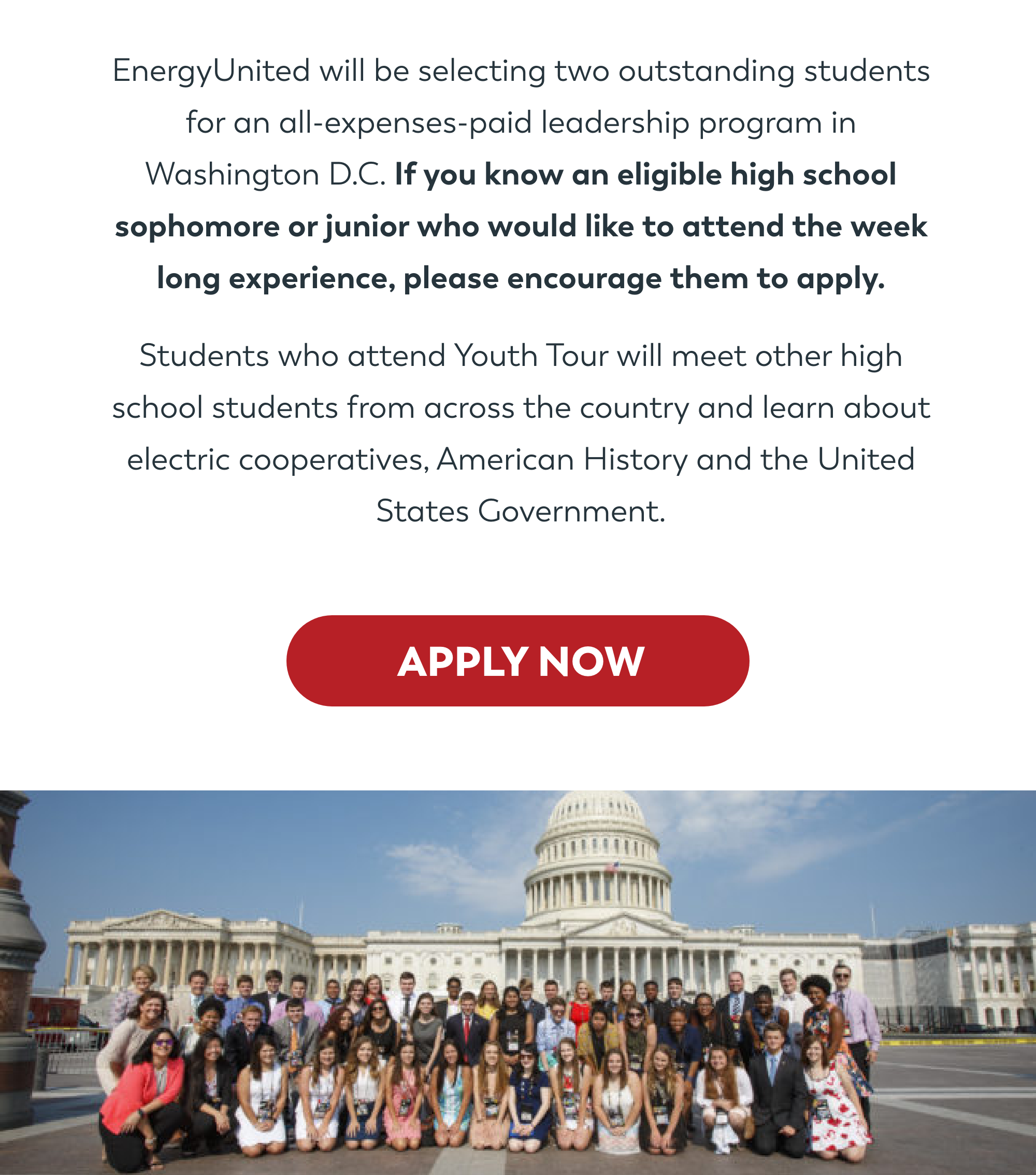 Energy United Youth Tour applications —
