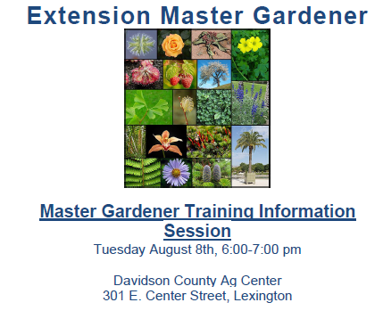 Davidson County Cooperative Extension Master Gardner needs volunteers