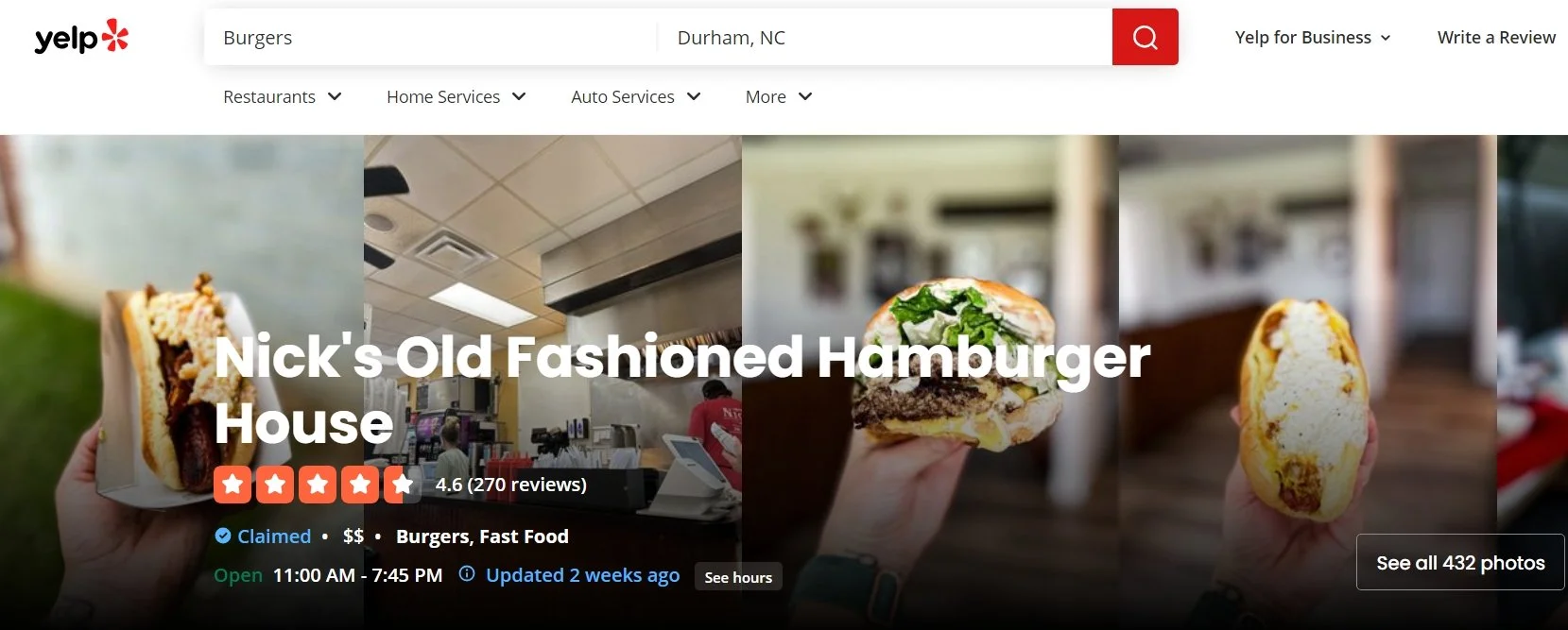 Nick's Old Fashion Burger ranks in top 100 of YELP restaurants