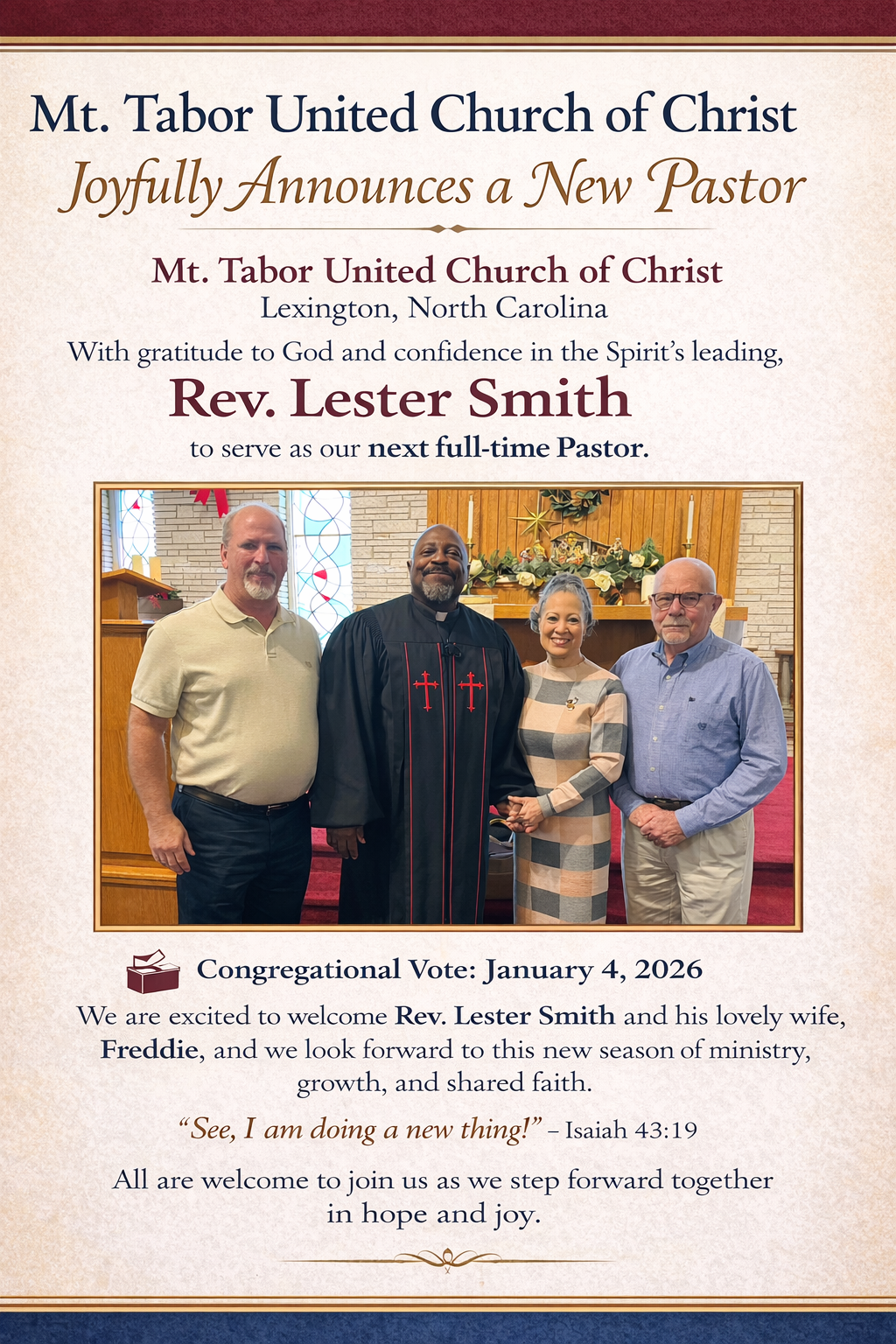 Pastor Lester Smith brings decades of service, faith and leadership to pastoral role