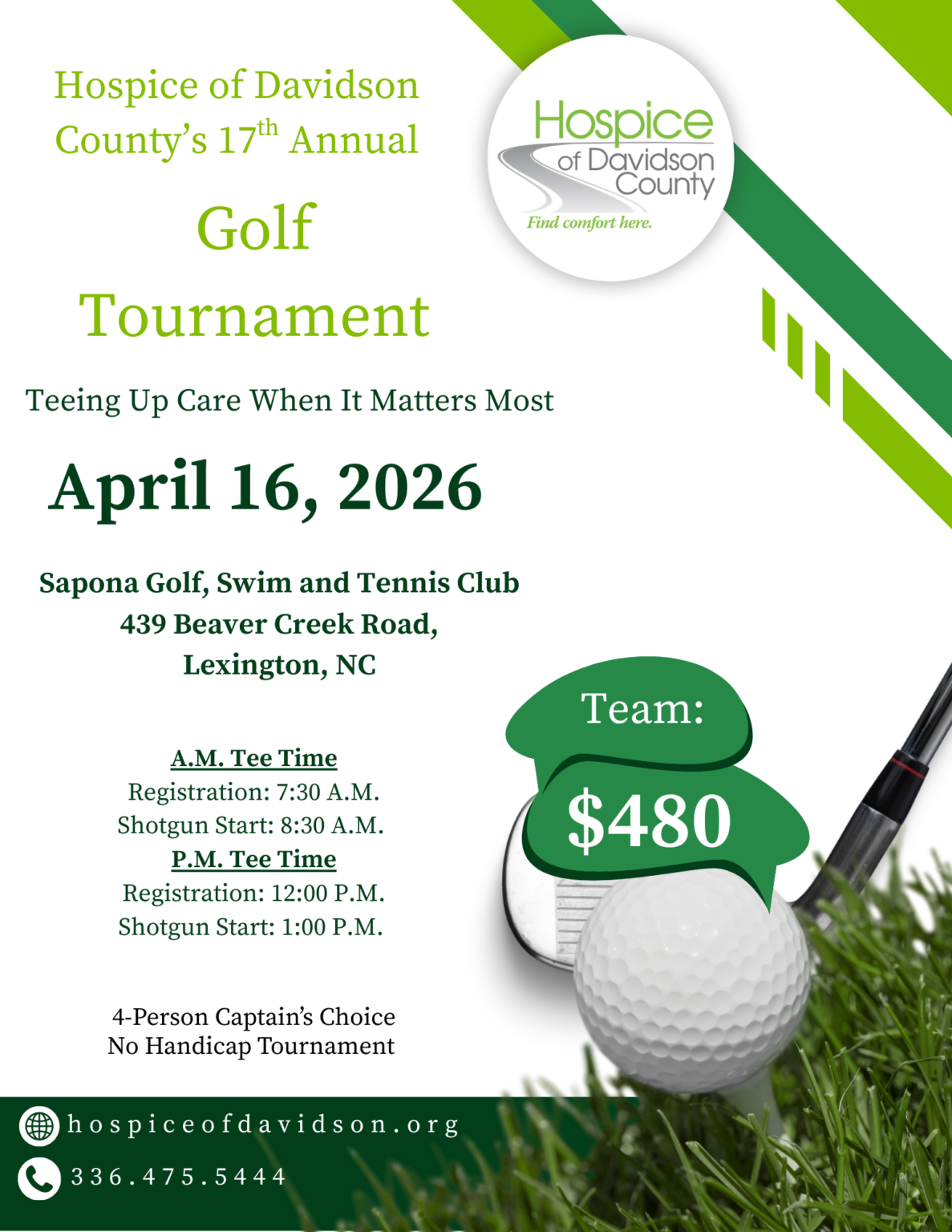 Press Release: Hospice of Davidson County to Host Annual Golf Tournament