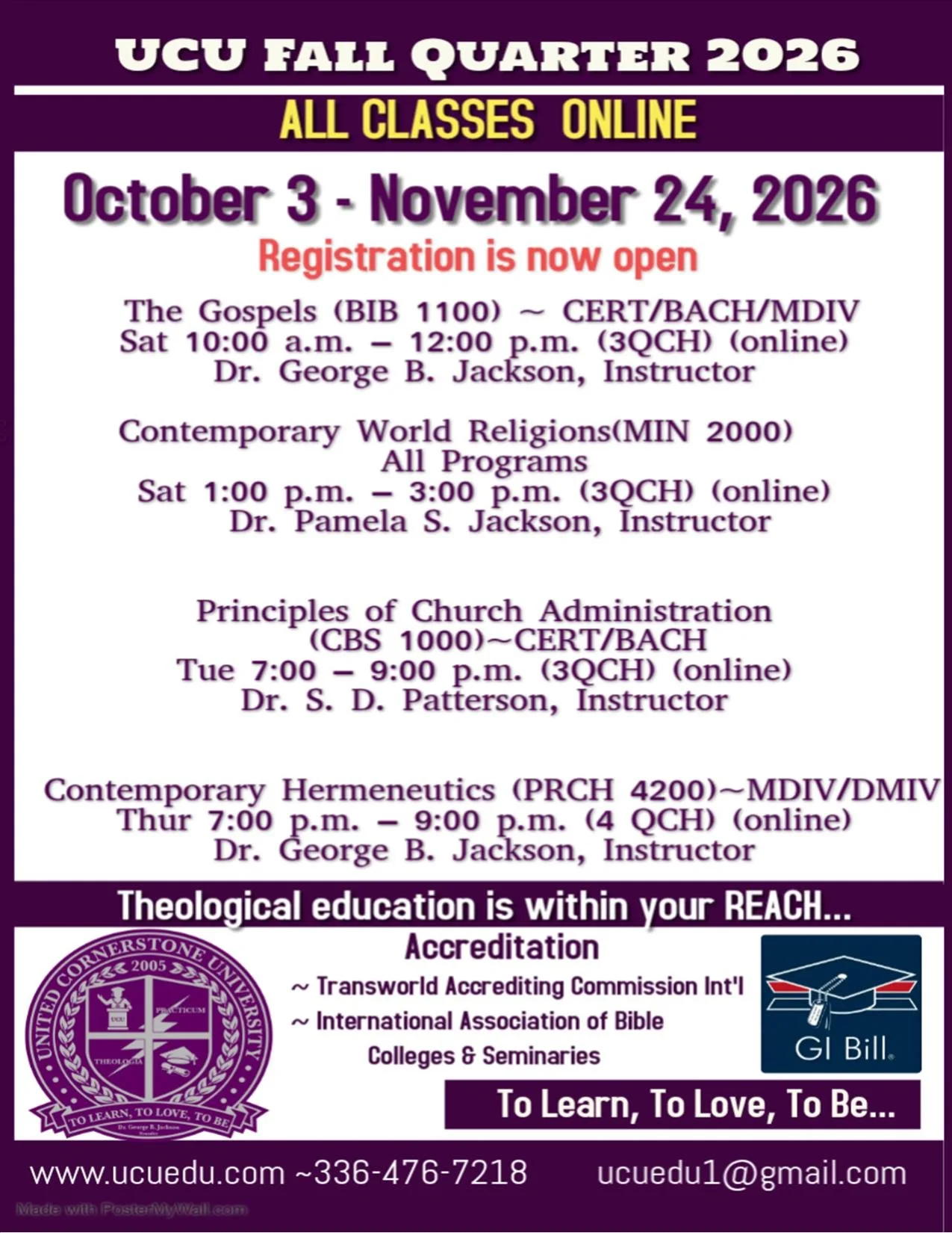 United Cornerstone University announces 2026 Fall Session