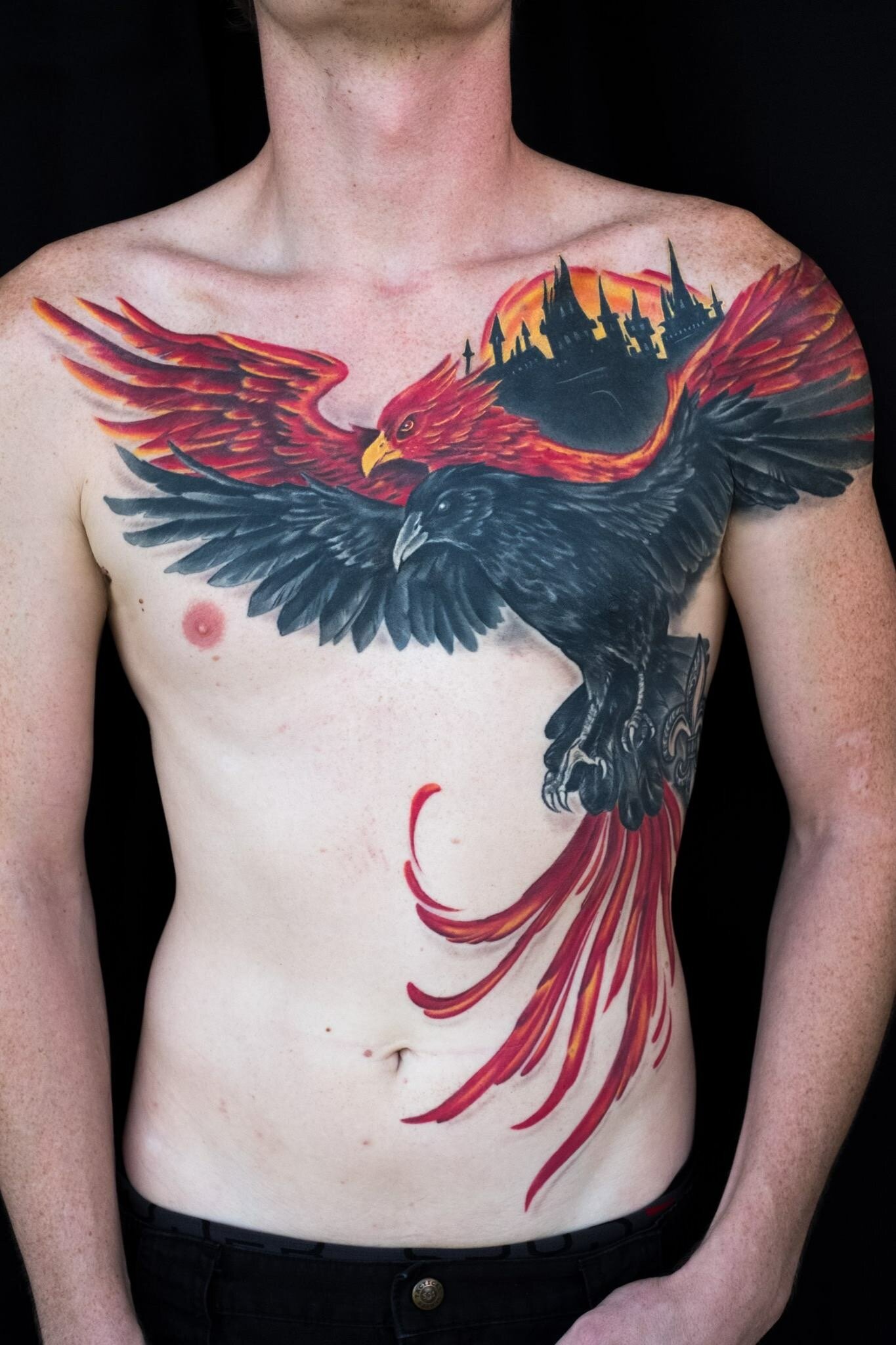Rising Phoenix Full Chest Piece tattoo