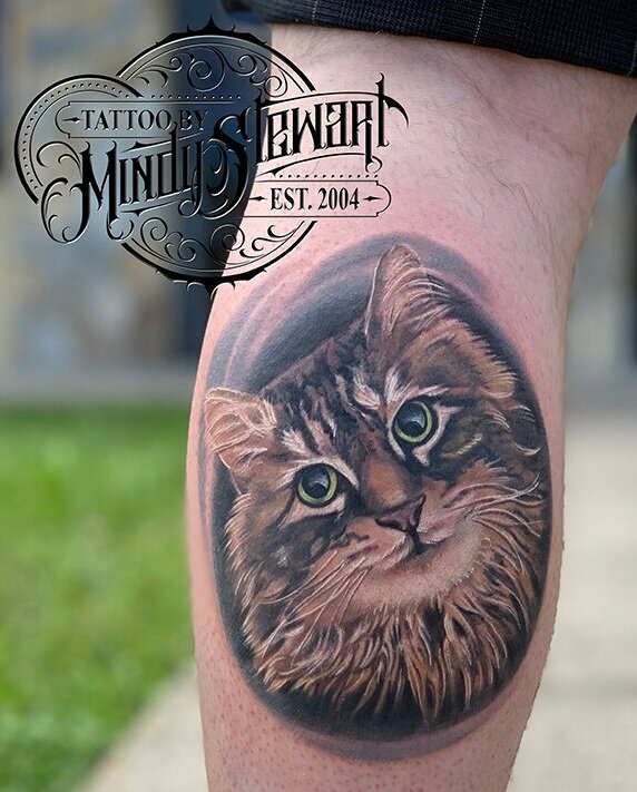 Daddyo's Tattoo - Traditional Cat memorial piece by Logan Anderson Have a  pet that you love dearly and want to remember them forever?! This is a  great way to make that happen! |