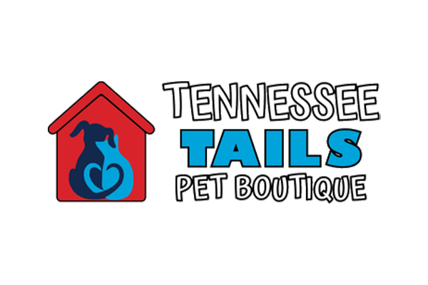 Logo for Tennessee Tails Pet Boutique featuring a house-shaped icon with a silhouette of a dog and a cat, and the text 'Tennessee Tails Pet Boutique'.