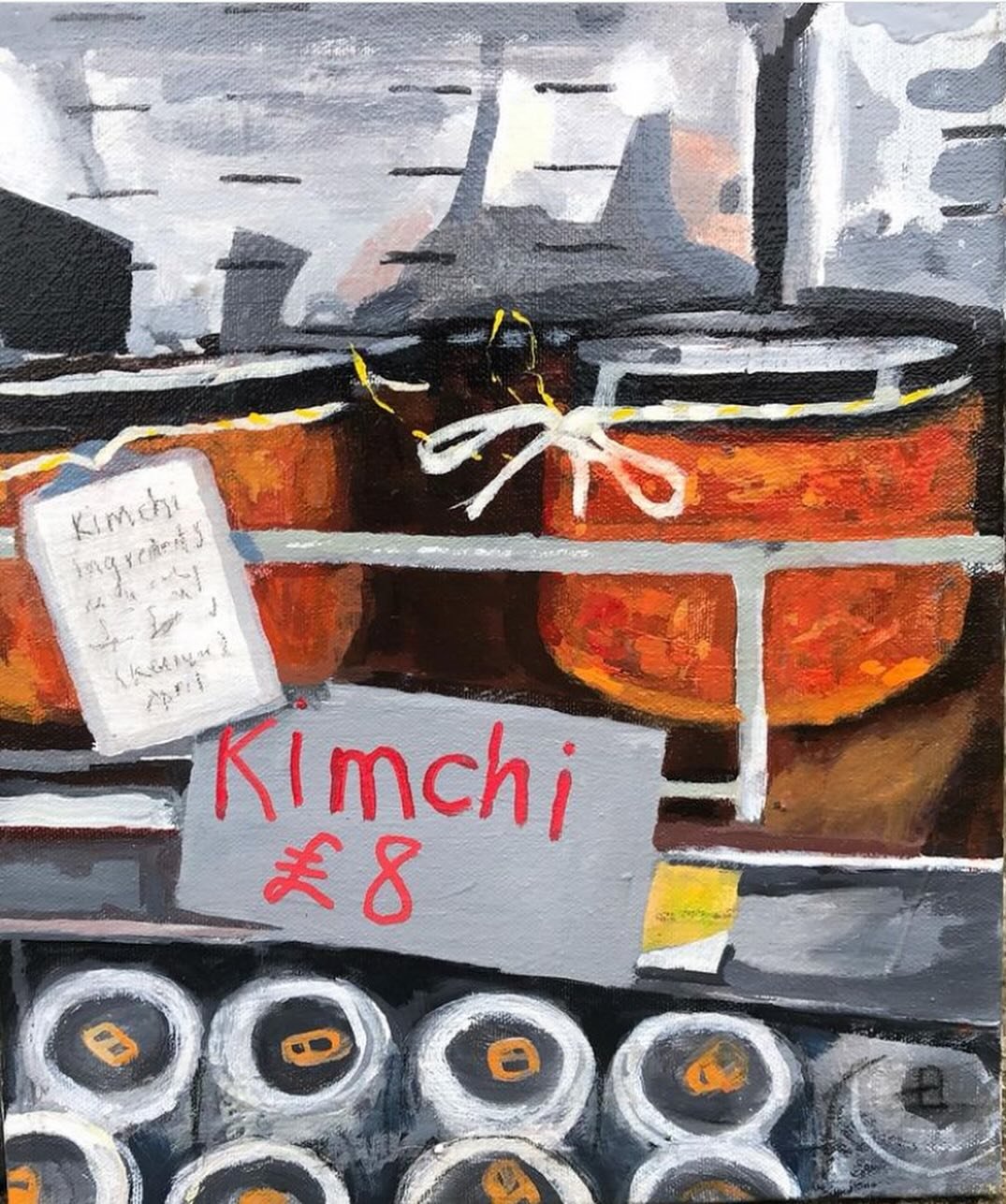 Exhibition of work inspired by Platform Cafe life is now up thanks to local artist and cafe regular, Beth  @bethhiggins_art 

#localartist #exhibition #painting #acrylicpainting #artist #exhibition #kimchi #tealadies #platformcafe #cafe #coffee #cake