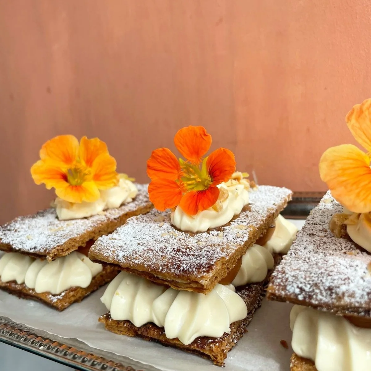 Recent beautiful bakes by @millyberenger - apricot millefeuille, lemon meringue pie, and courgette and poppyseed cake.
#baking #cakes #pie #cafe #food #southlondon #brixton #camberwell #loughboroughjunction