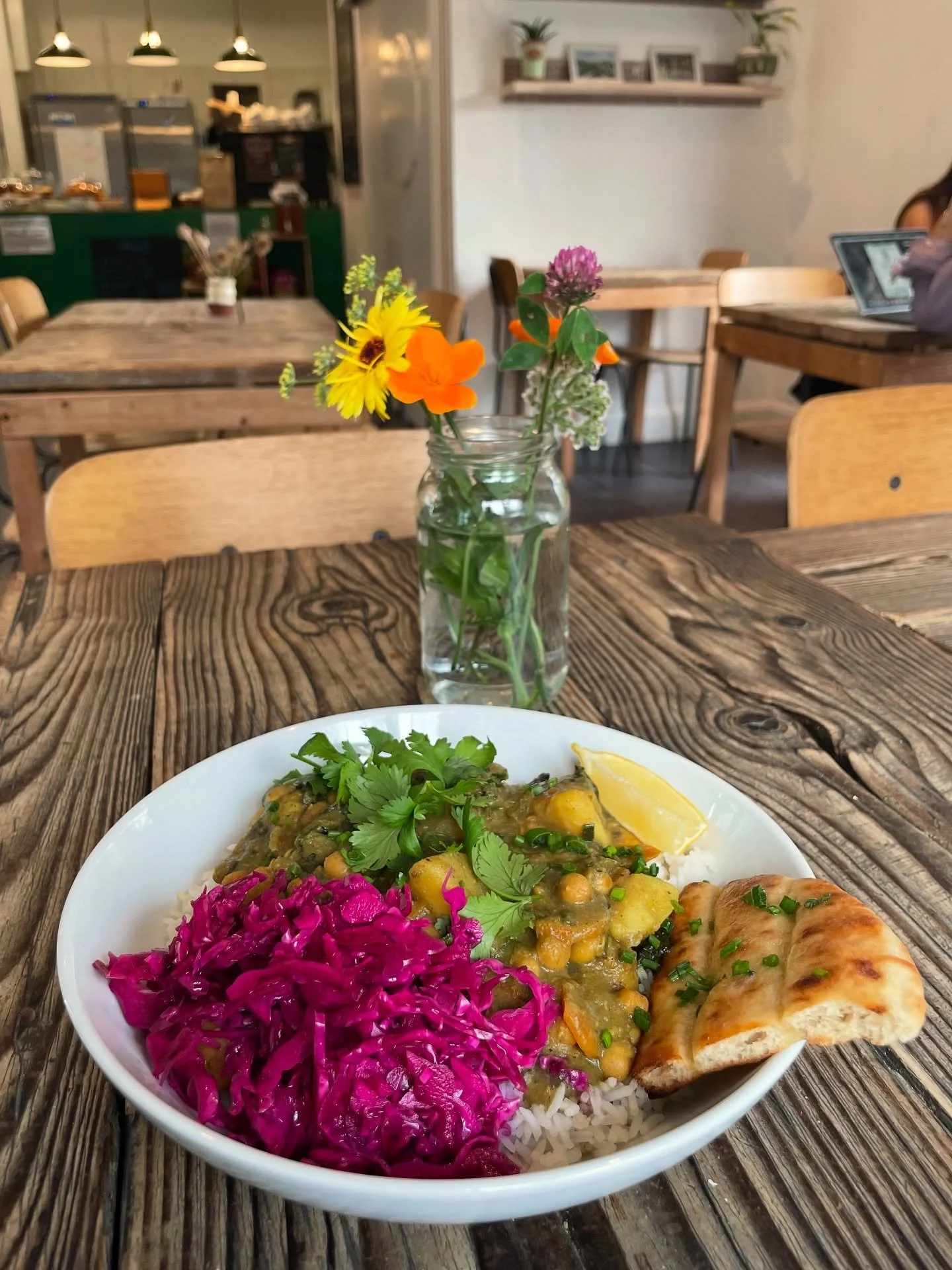 Warming food on a blustery autumn day: 
π Chickpea & potato curry
π₯£  Carrot, cumin & caraway soup with bread
#curry #soup #food #lunch #vegetarian #vegan #cafe #lambeth #brixton #camberwell #loughboroughjunction