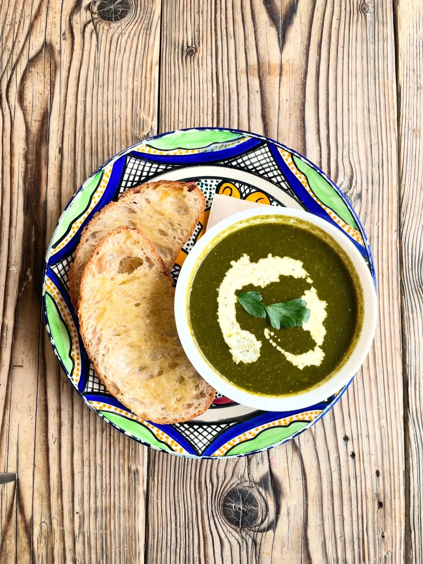 On the menu: spinach and roasted cauliflower soup - and you can add sourdough with butter 🥣 

We&rsquo;ve also got toasties and ciabatta sandwiches 🥪 

#lunch #cafe #soup #brixton #camberwell