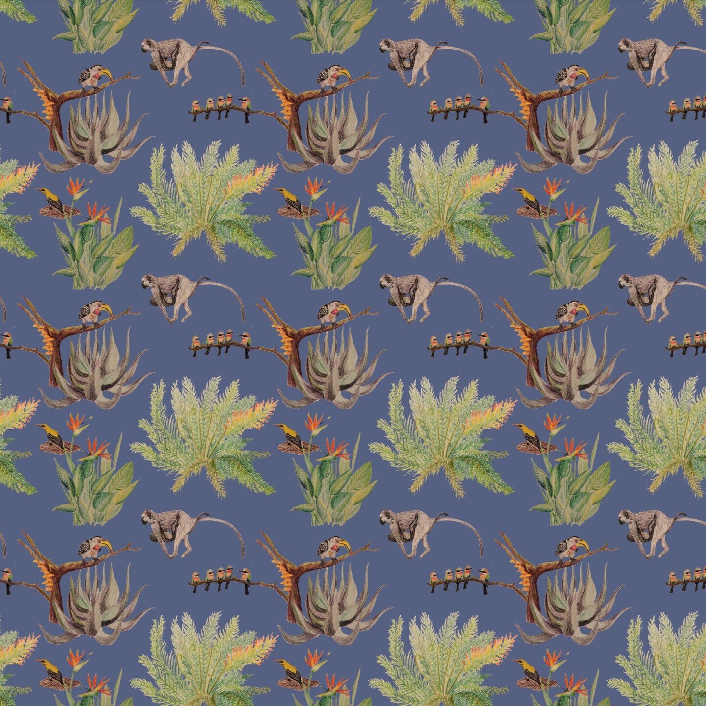 I drew this #pattern two years ago and have only today got round to trying the #PatternPreview on Photoshop to try to balance out the images. I now wish that I&rsquo;d started it on #photoshop rather than on paper with pencil to avoid the background 
