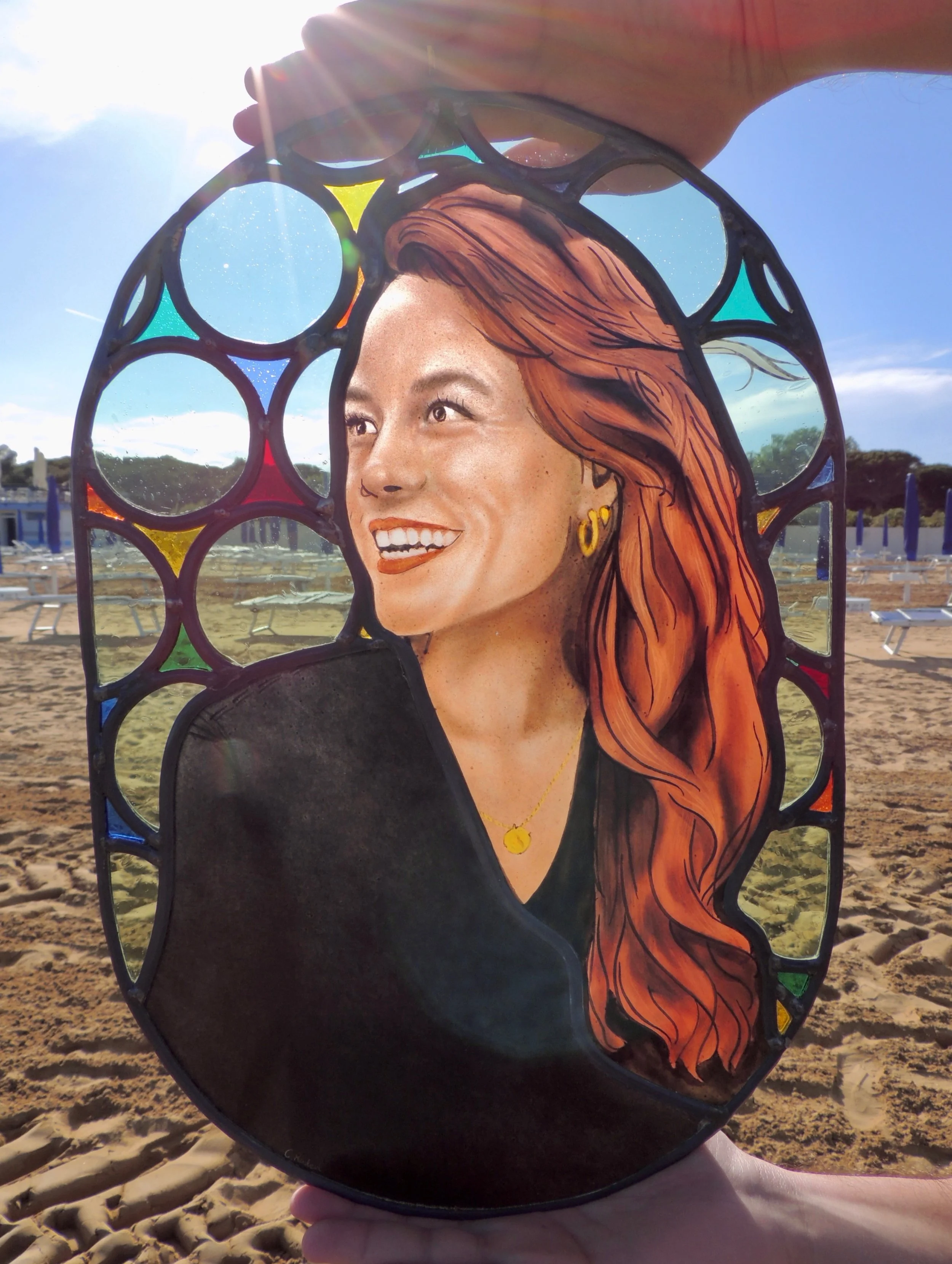 Meet Nicole ✨
My newest stained glass portrait, made using traditional techniques that have been used for at least a thousand years: handmade glass, lead, grisaille and enamels.
I&rsquo;ve been slowly tweaking my own practice in portrait-painting sin