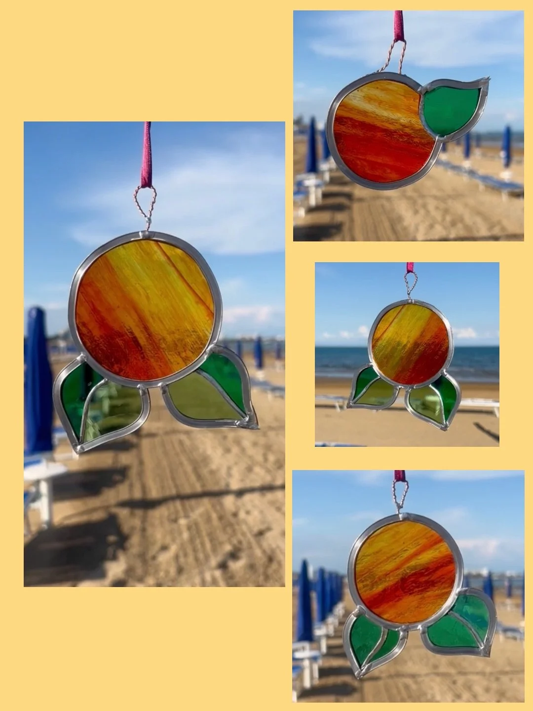 I had a lot of fun making these oranges! I&rsquo;ll never get sick of the colour combination of orange and green 💓 
#stainedglass #oranges #vetrateartistiche #charlotteroden