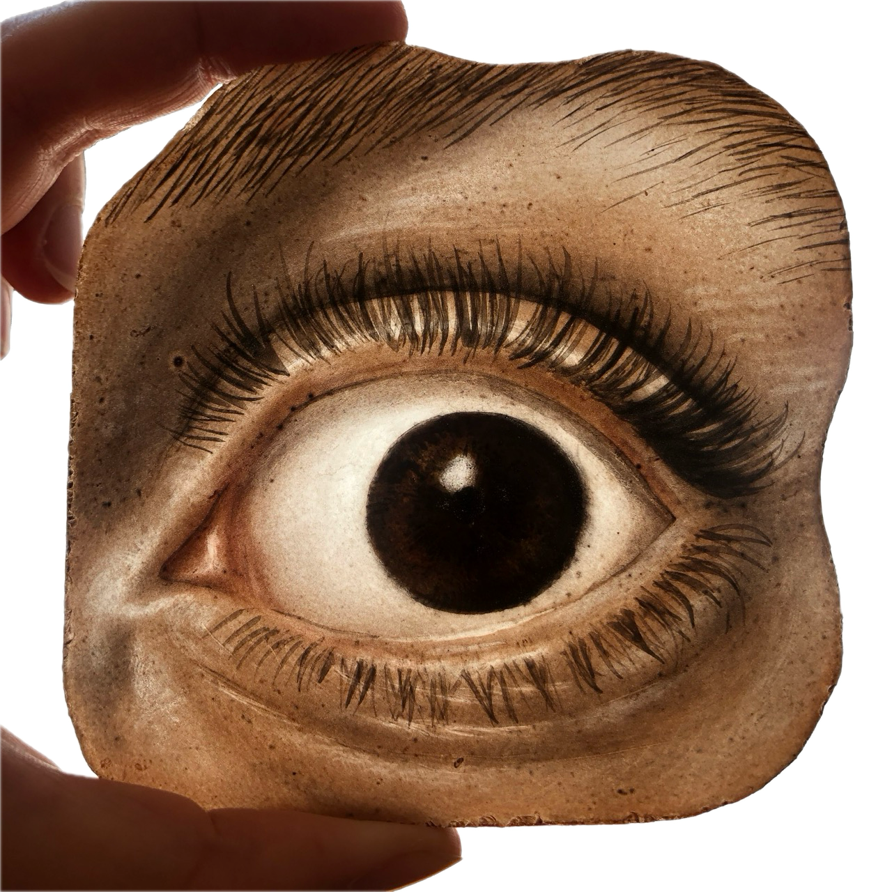 miniature eye portraiture on glass. Georgian lover's eyes. stained glass by Charlotte roden. vetrate artistiche ritratti su vetro