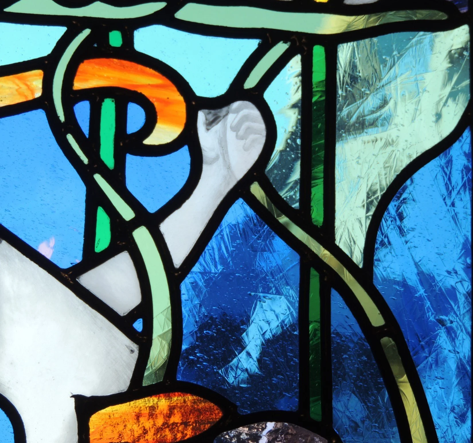Copy of Water Sprite stained glass panel by W.G. Morton, Glasgow Museums. Pannello di vetrate artistiche stile liberty. Charlotte Roden, Udine, Friuli Venezia Giulia FVG, Italia.
