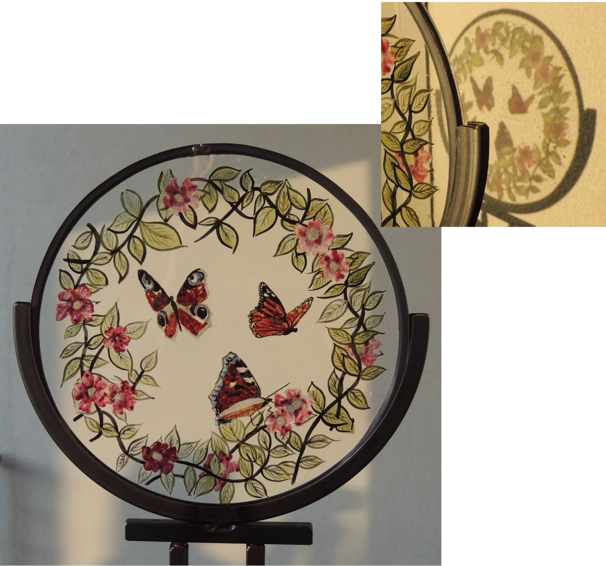 butterflies flying, reflections, farfalle che volano, riflessi, stained glass vetrate artistiche, Charlotte Roden