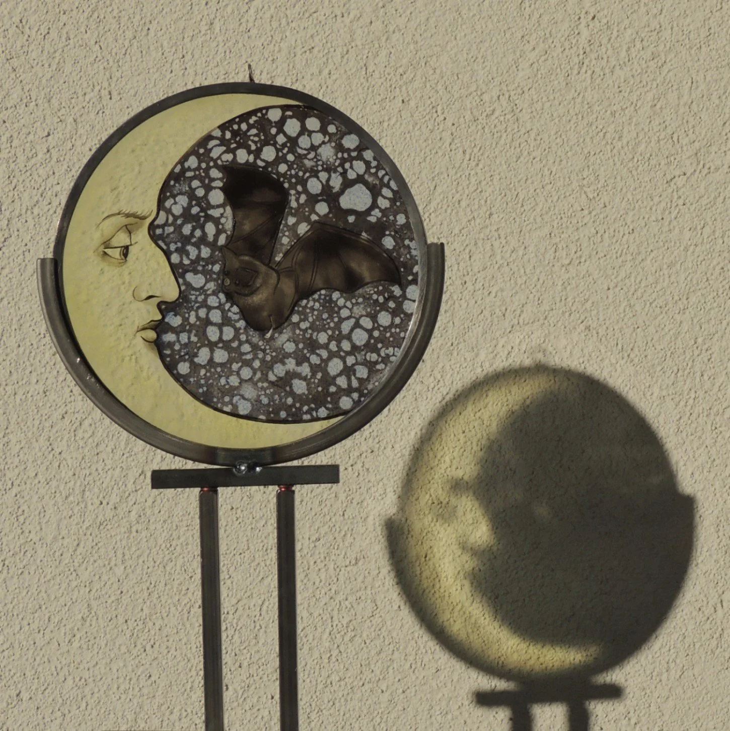 Bat and moon stained glass, pipistrello e luna vetrate artistiche, vetro colorato, charlotte roden