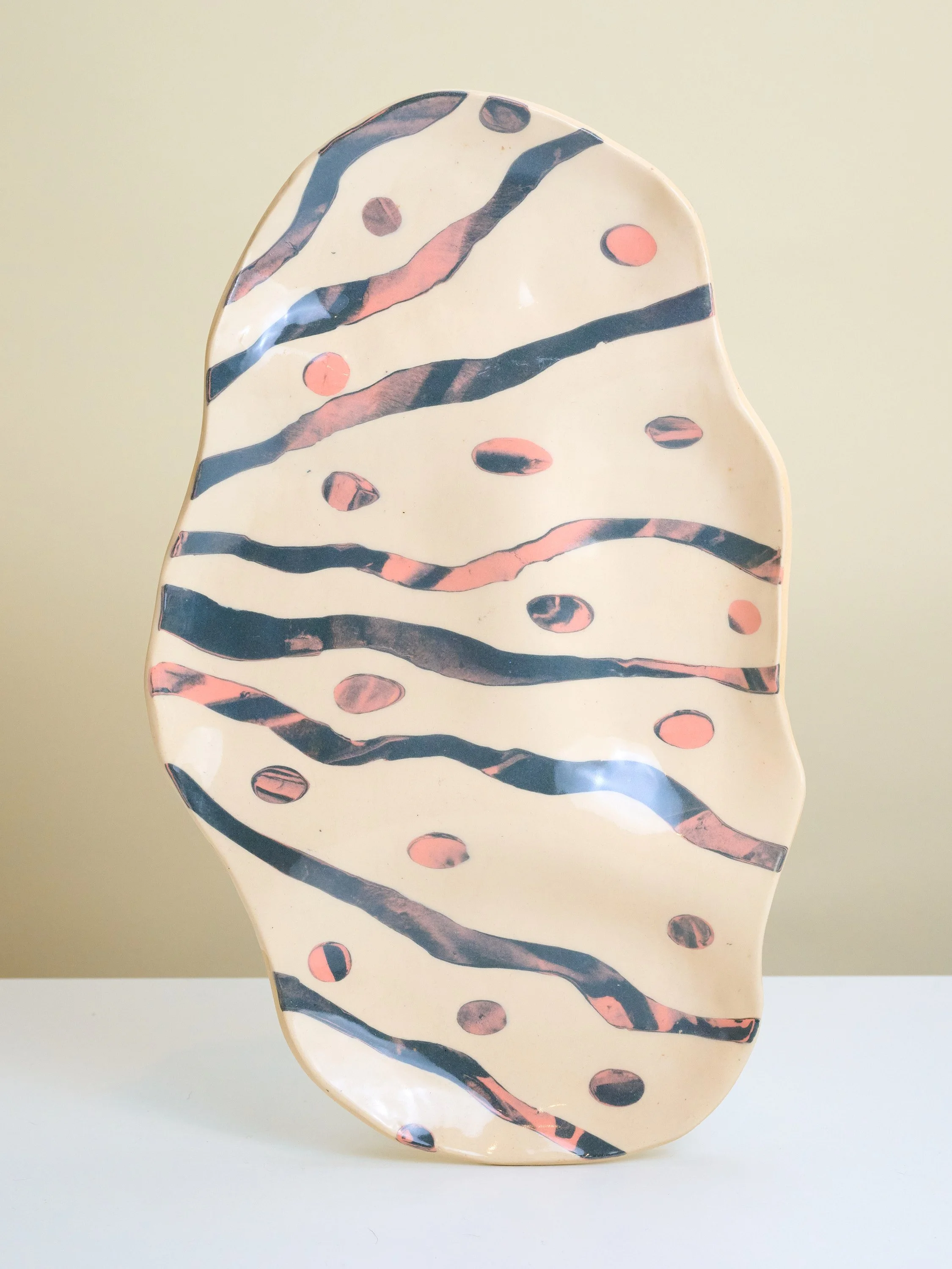 Grey and Pink Dotted & Striped Charcuterie Board