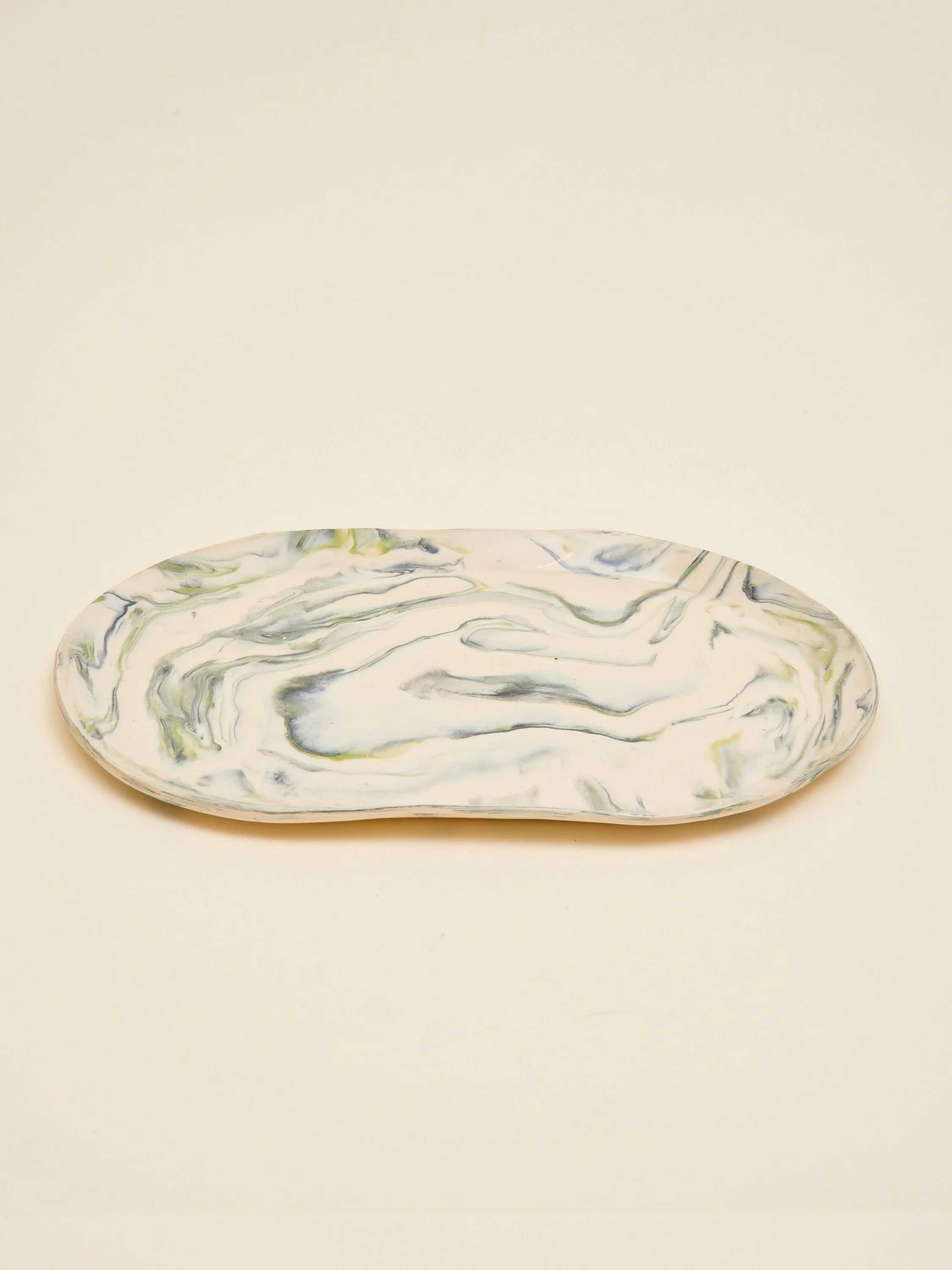 Green & White Marbled Large Serving Platter