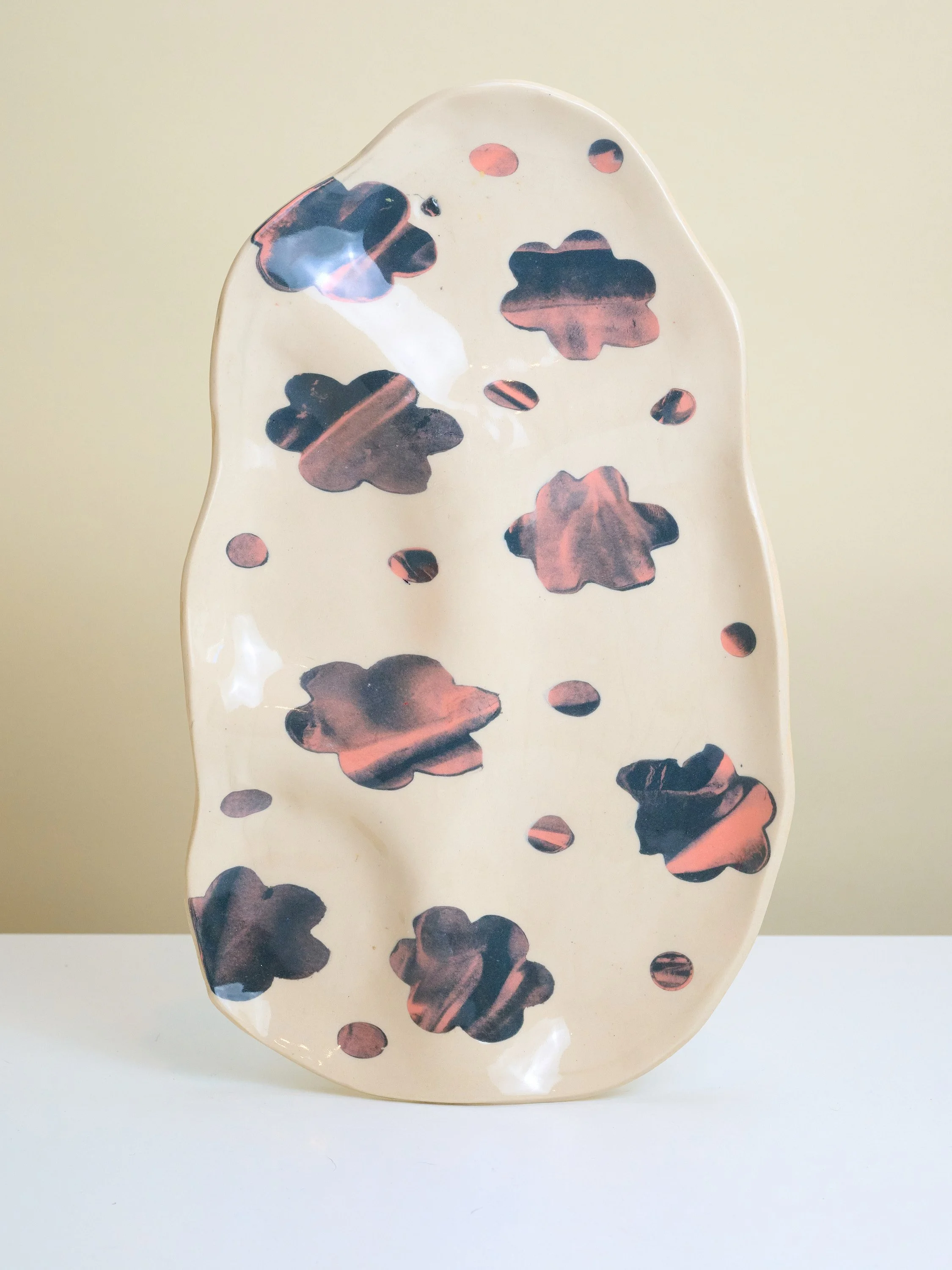 Black and Pink Floral Dot Charcuterie Board