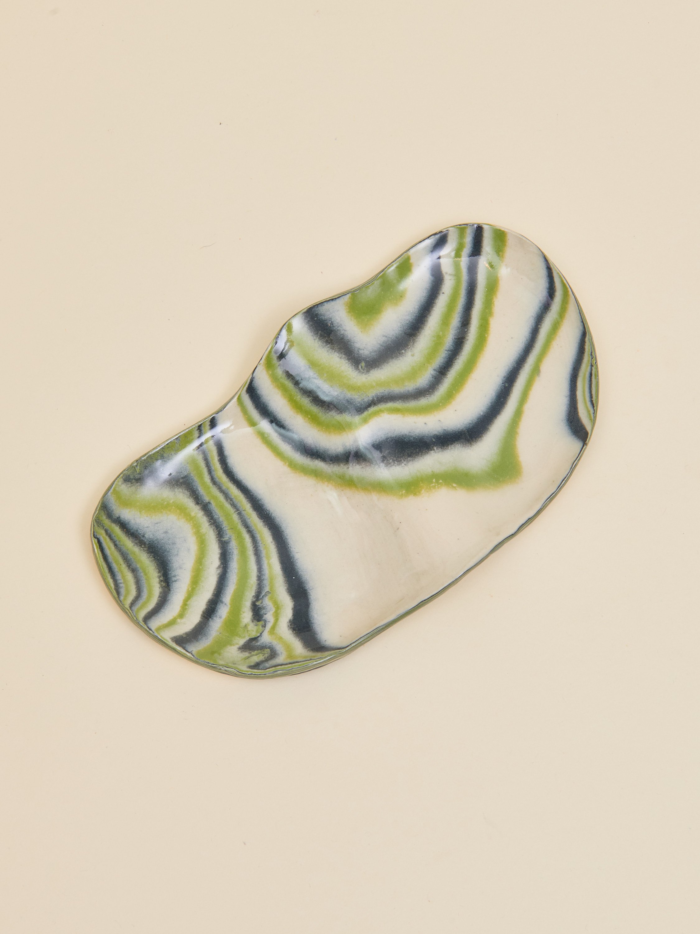 Green Marbled Wavy Snack Dish