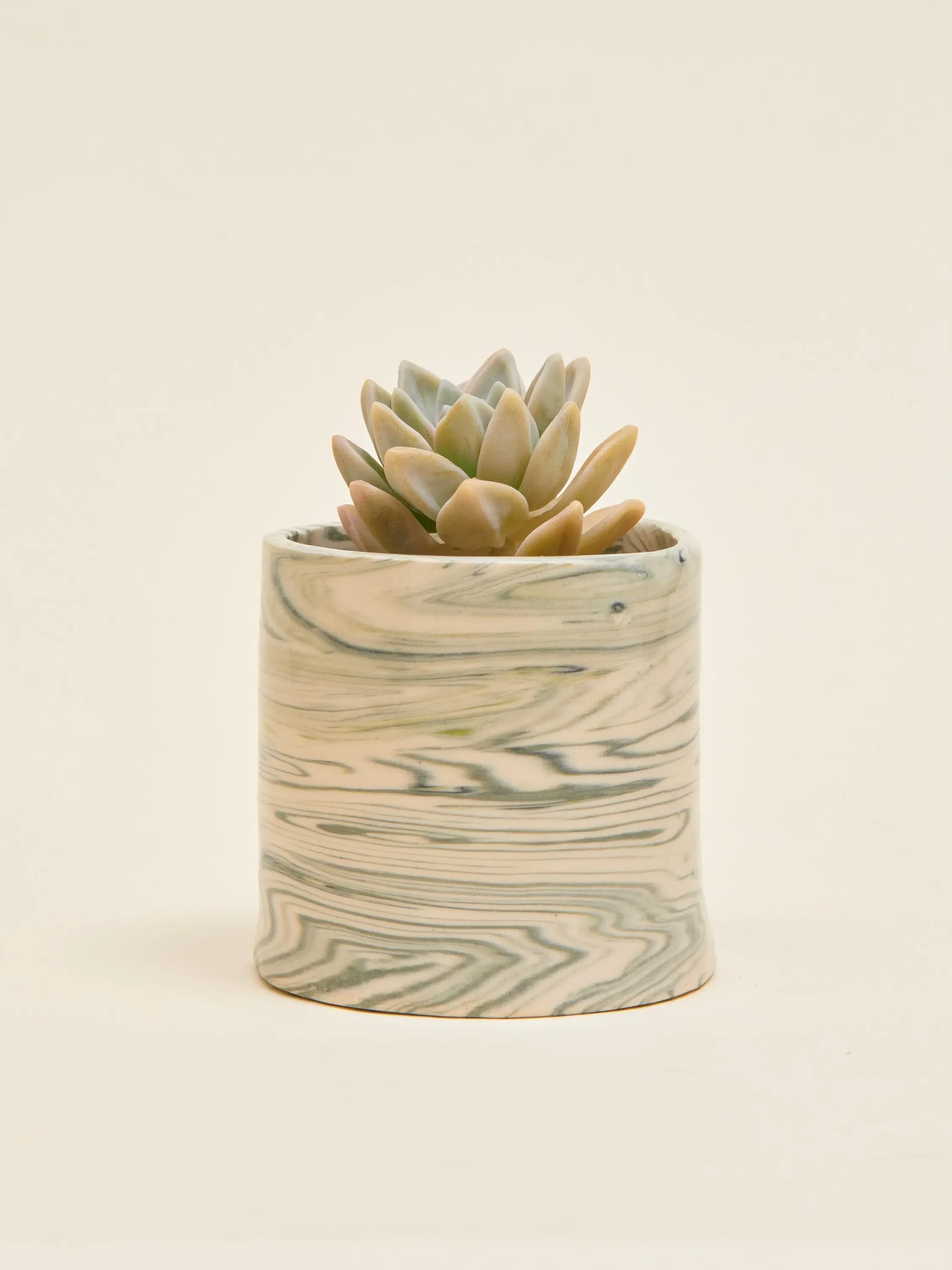 Green & White Marbled Planter Cup