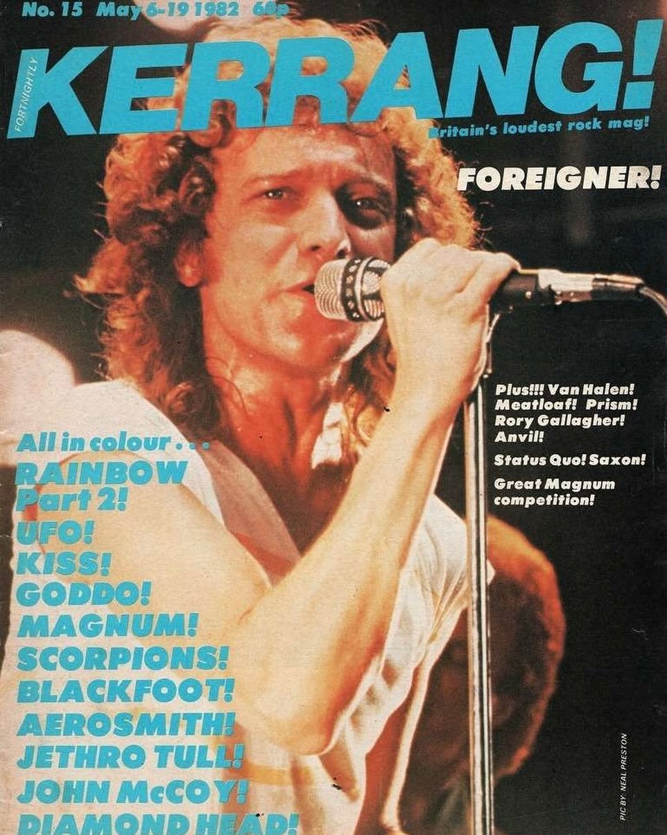 Lou Gramm graces the cover of @kerrangmagazine_ in May 1982.