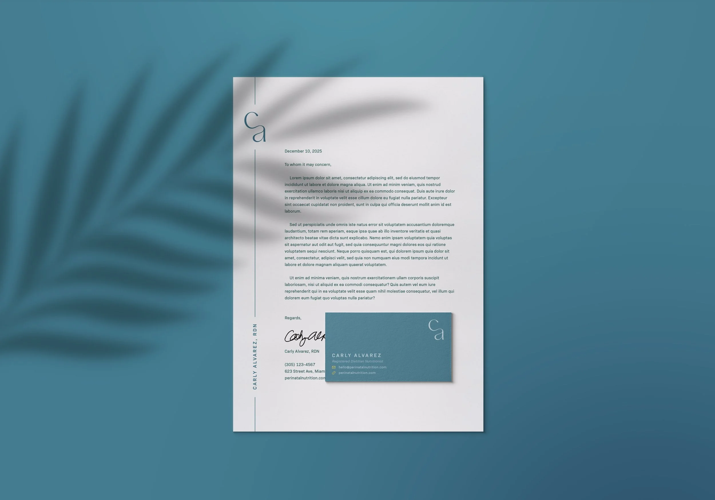 letterhead and business card display