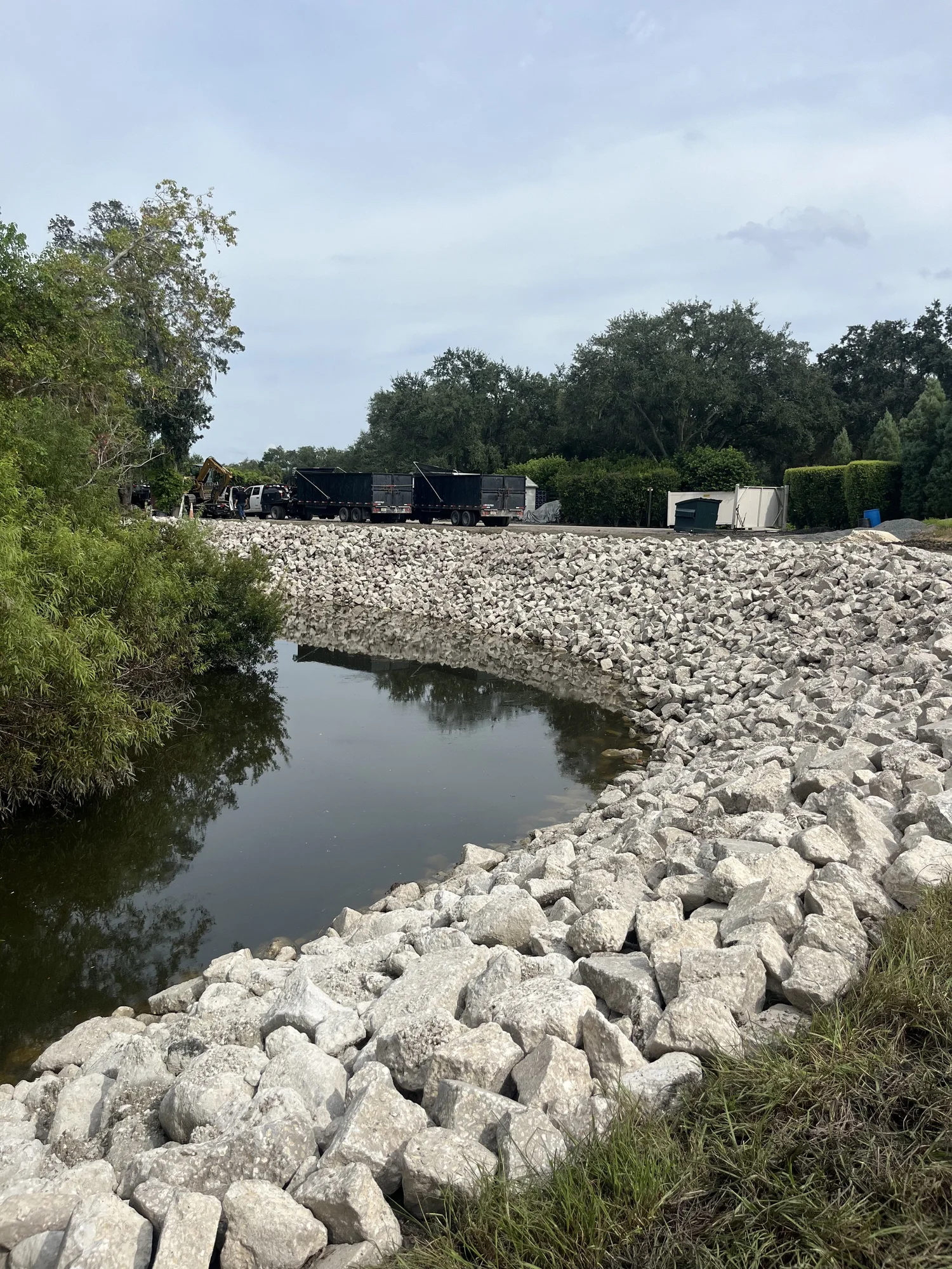 Rip rap shoreline and embankment stabilization