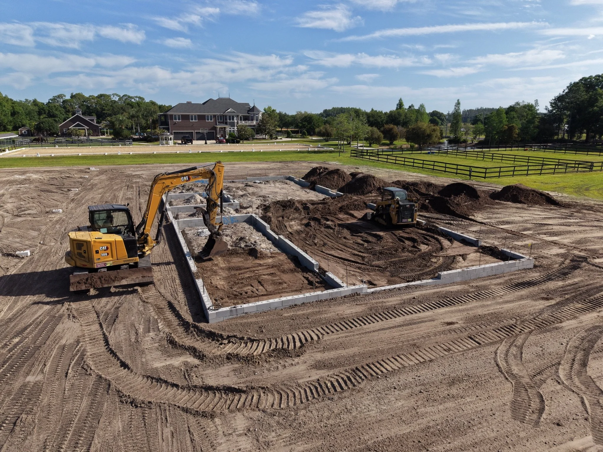 Construction site with a stemwall backfill