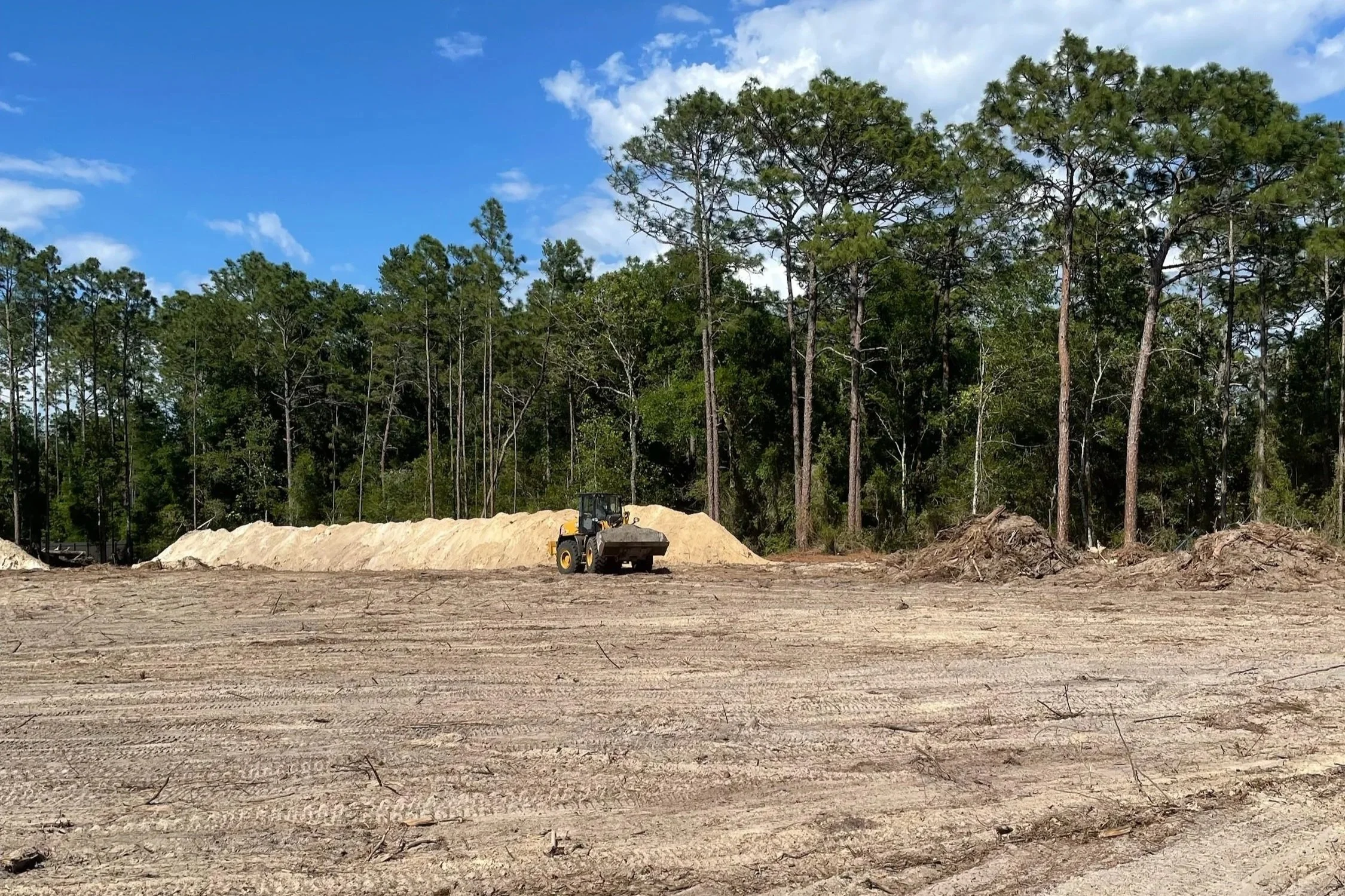 Commercial land clearing in Pasco County with a 920 Loader