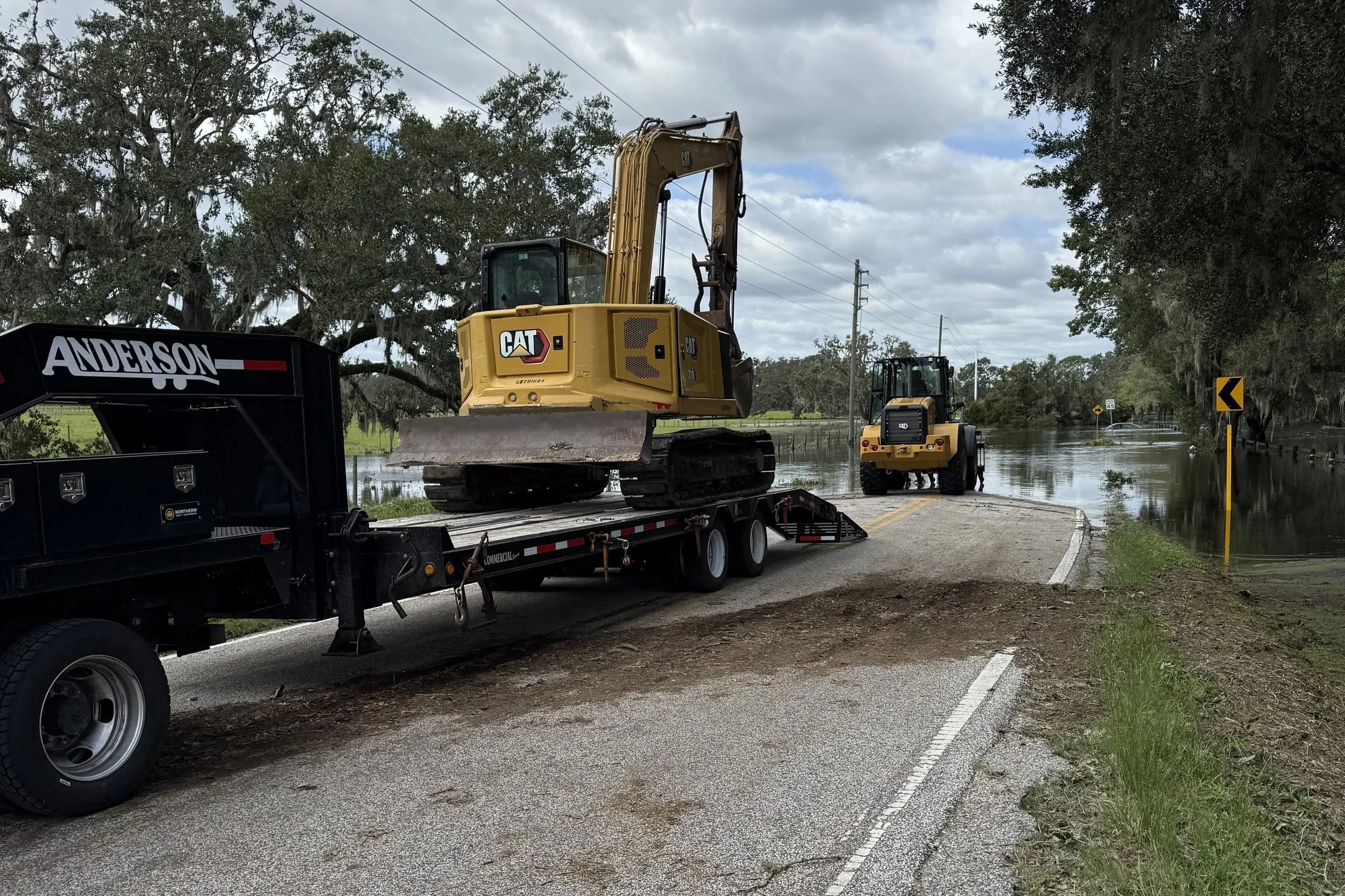 Machines unloaded to rescure stranded vehicles post hurricane