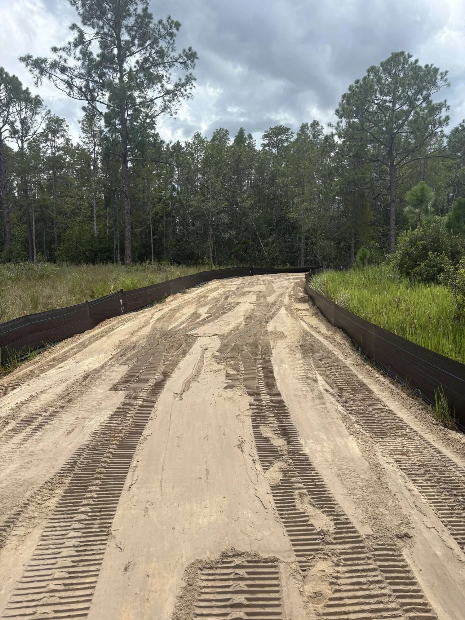 Erosion control installed along a forest access road