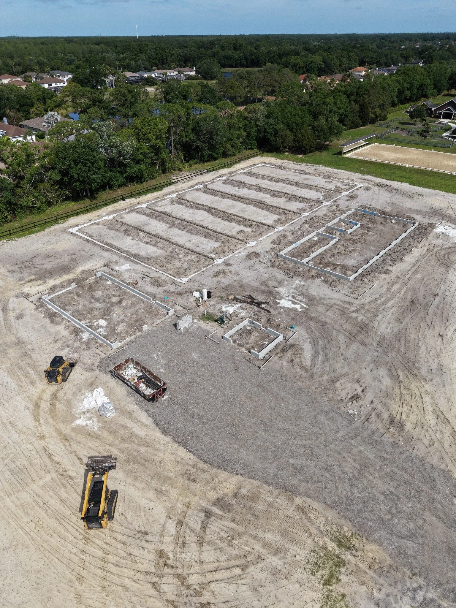 Aerial view of new construction preparation