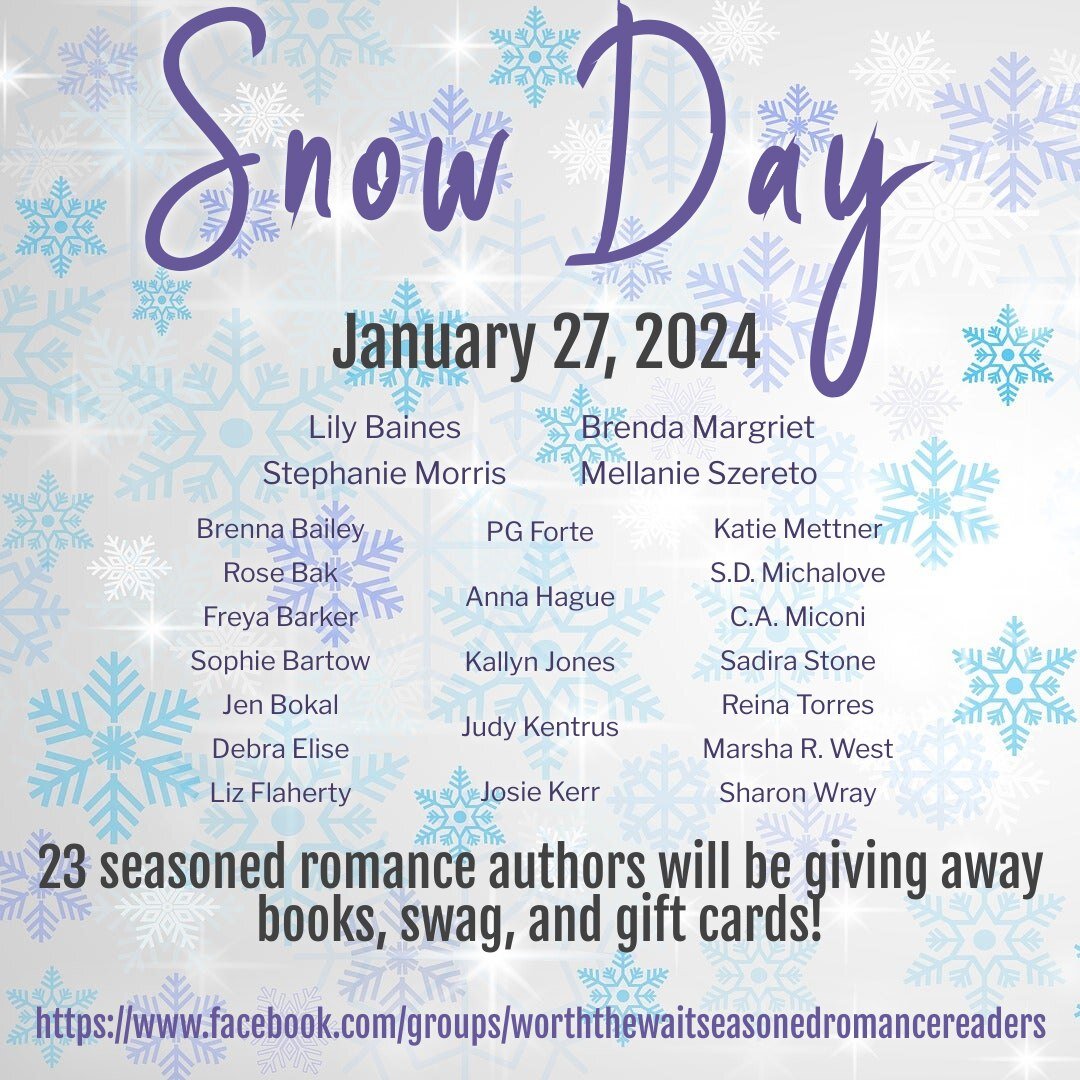 Are you ready to play? #snowday24 is here! Hope on over to Worth the Wait Seasoned Romance Readers and find your next later in life romance read. Games and goodies await! 🎁📚🎉❄

Click on https://www.facebook.com/groups/worththewaitseasonedromancere