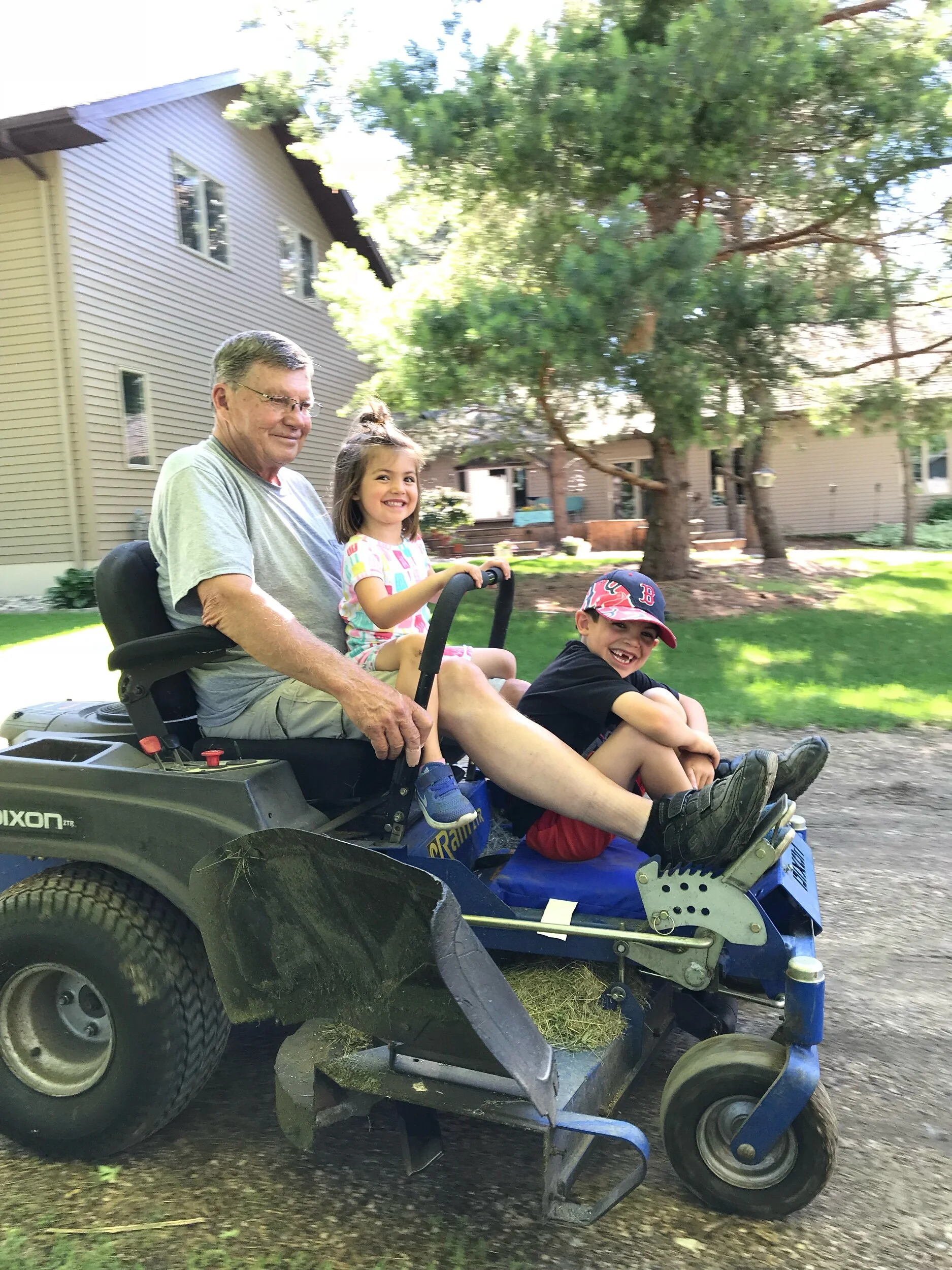 Endless lawnmower rides with Papa.