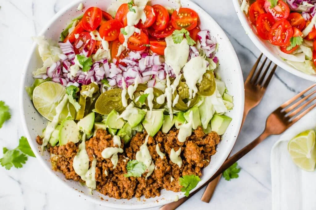 Taco Salad with Avocado Dressing