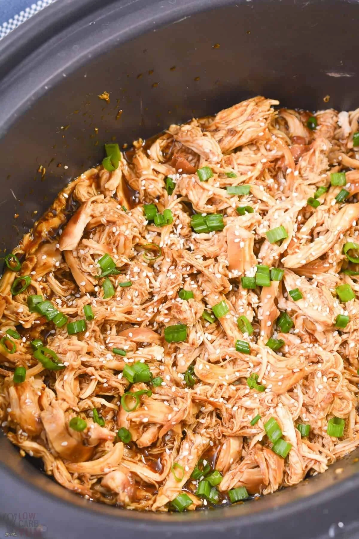 KETO SHREDDED CROCK POT TERIYAKI CHICKEN