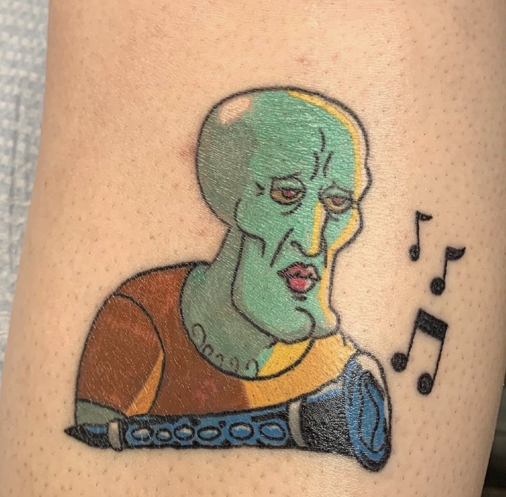 My friend got this done and idk if its amazing or terrible Handsome  squidward the avatar  rshittytattoos