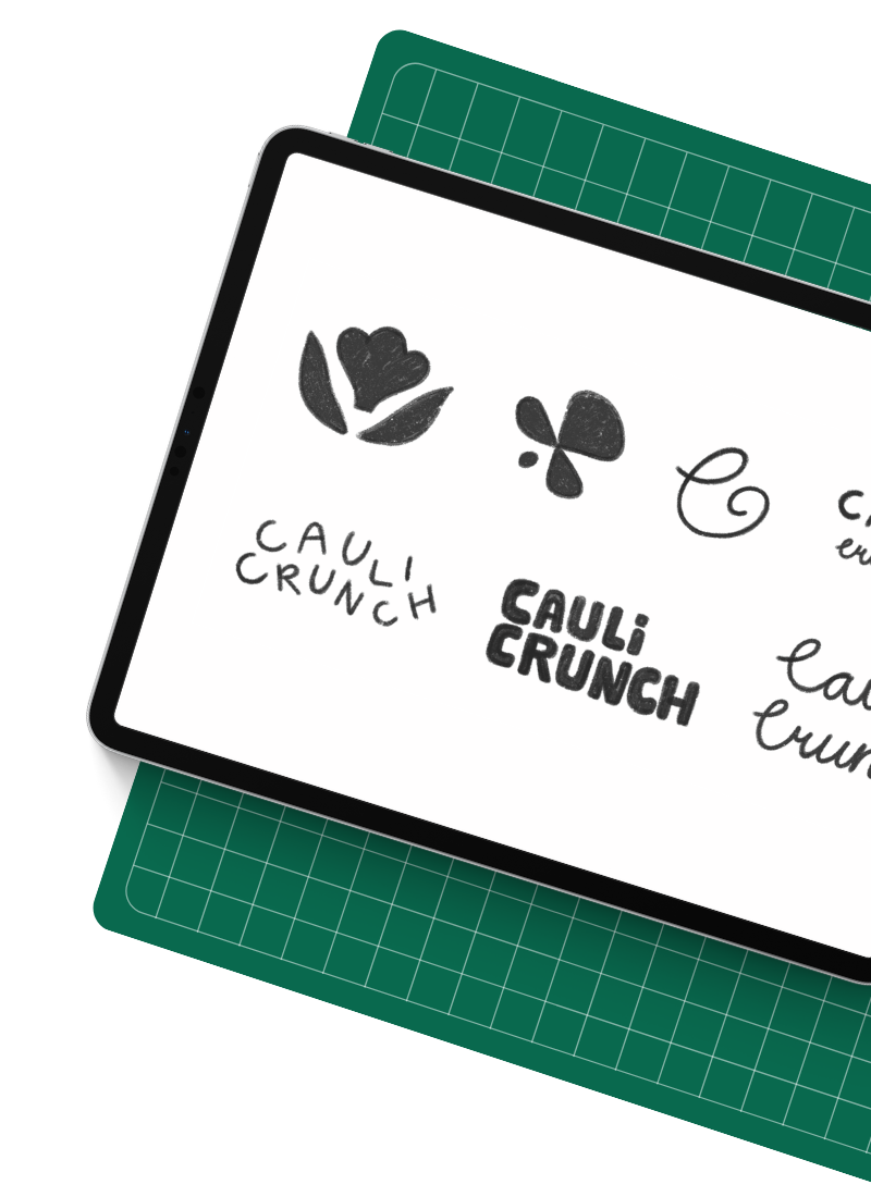 ipad with logo sketches