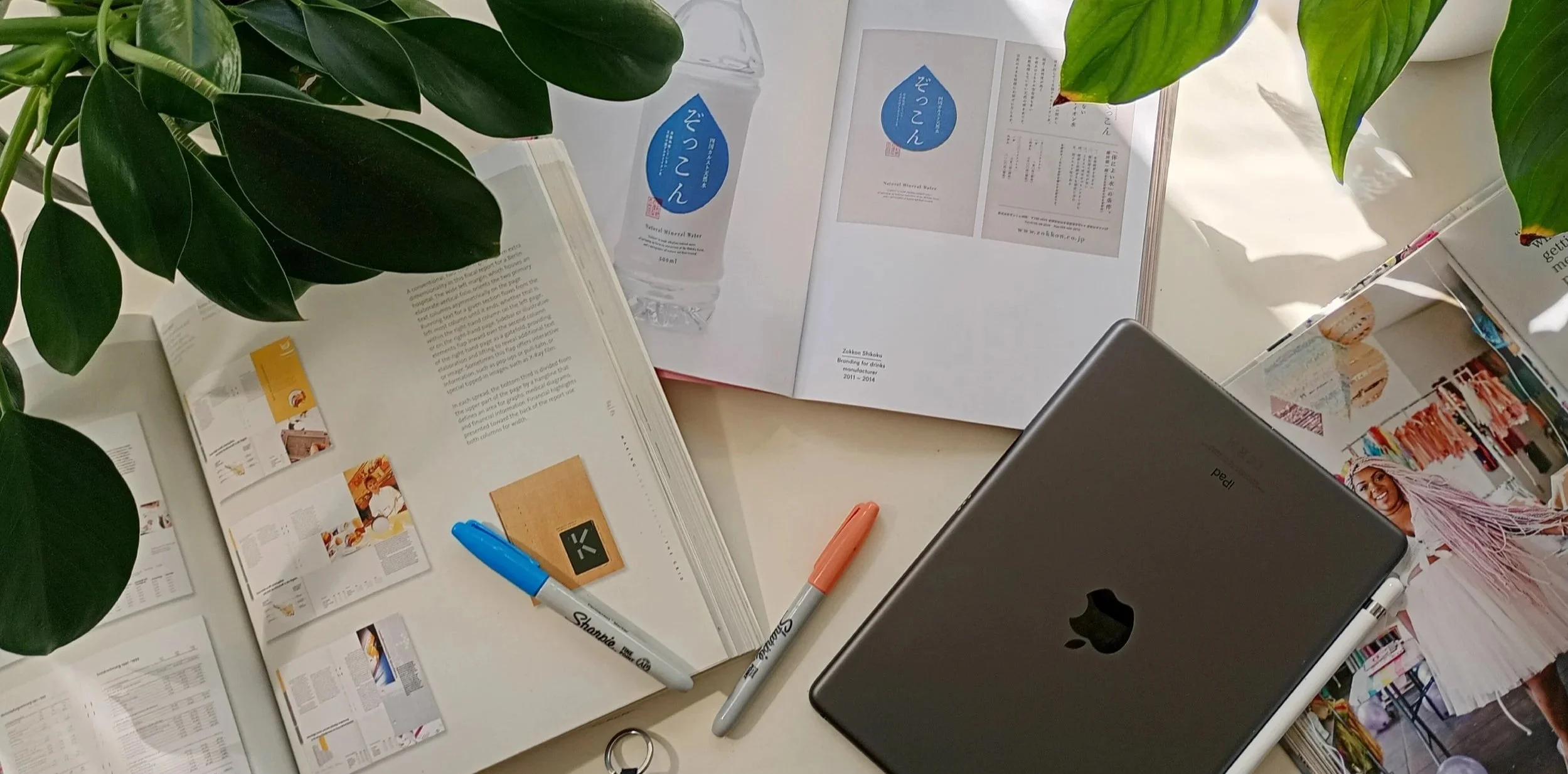 Design stationary on a sunny table