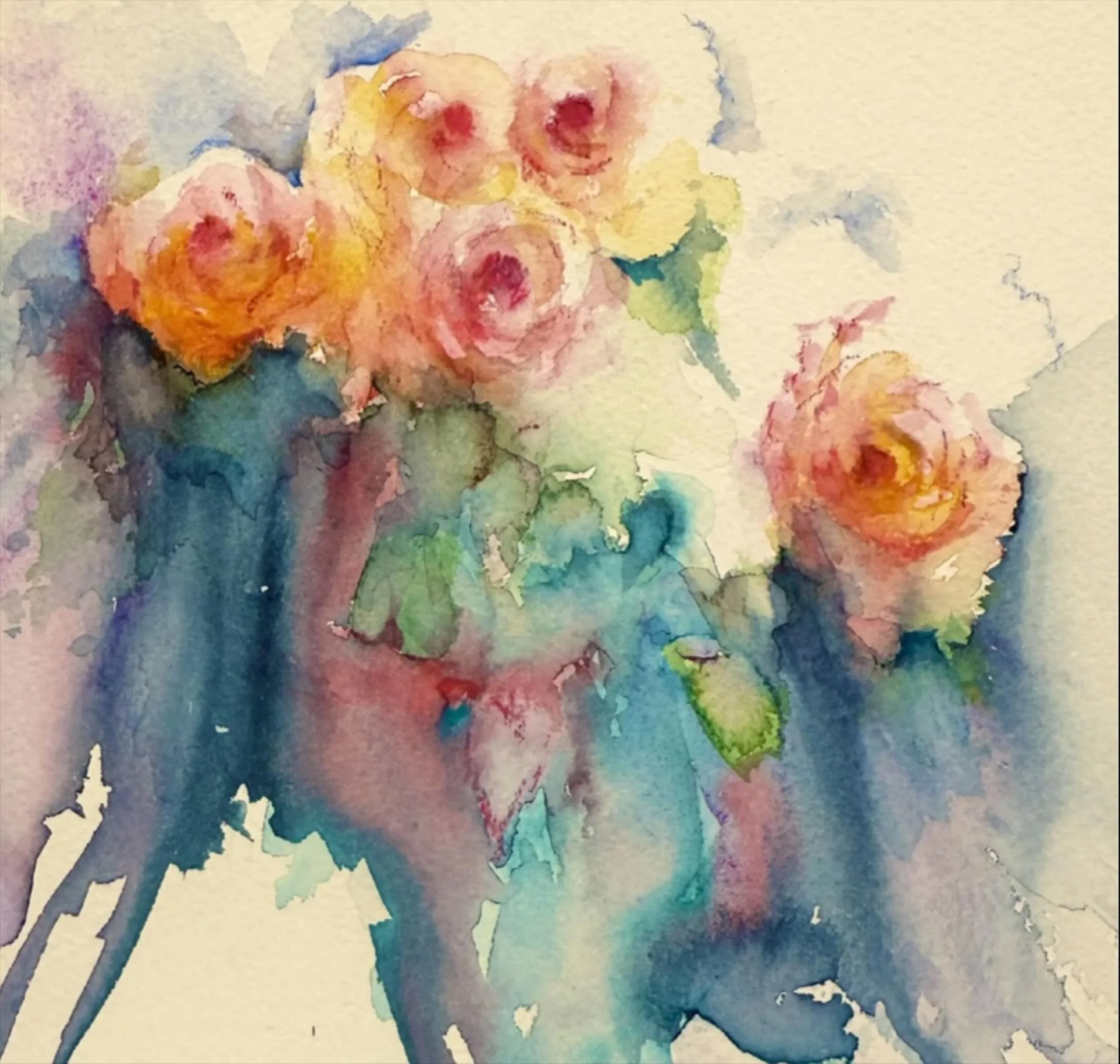 'Last of the summer roses', watercolour painting on 12x12&quot; paper 🥀 
I'm always sad to see my garden roses fade into winter, but then again I've got snowmen to look forward to painting! #thelifeofawatercolourgirl #watercolourlife #creativeinspir