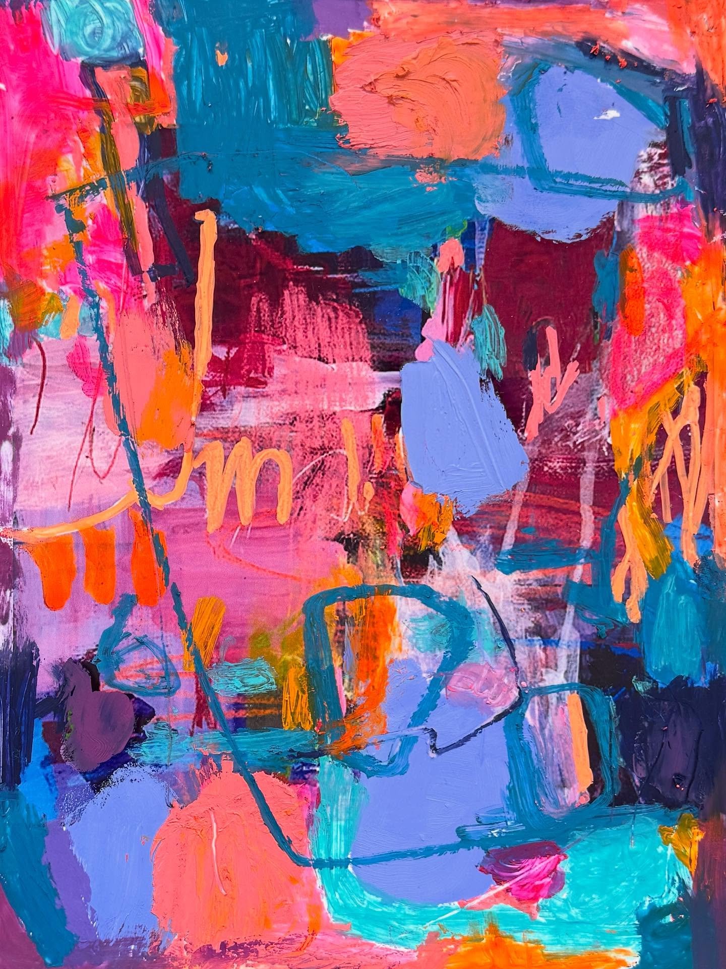 Adding in the neons with this piece on paper! 🌟 Using @sennelier1887 flourescent oil sticks to pep things up 🧡🩷❤️

#worksonpaper #oilsonpaper #abstractart #abstractpainting