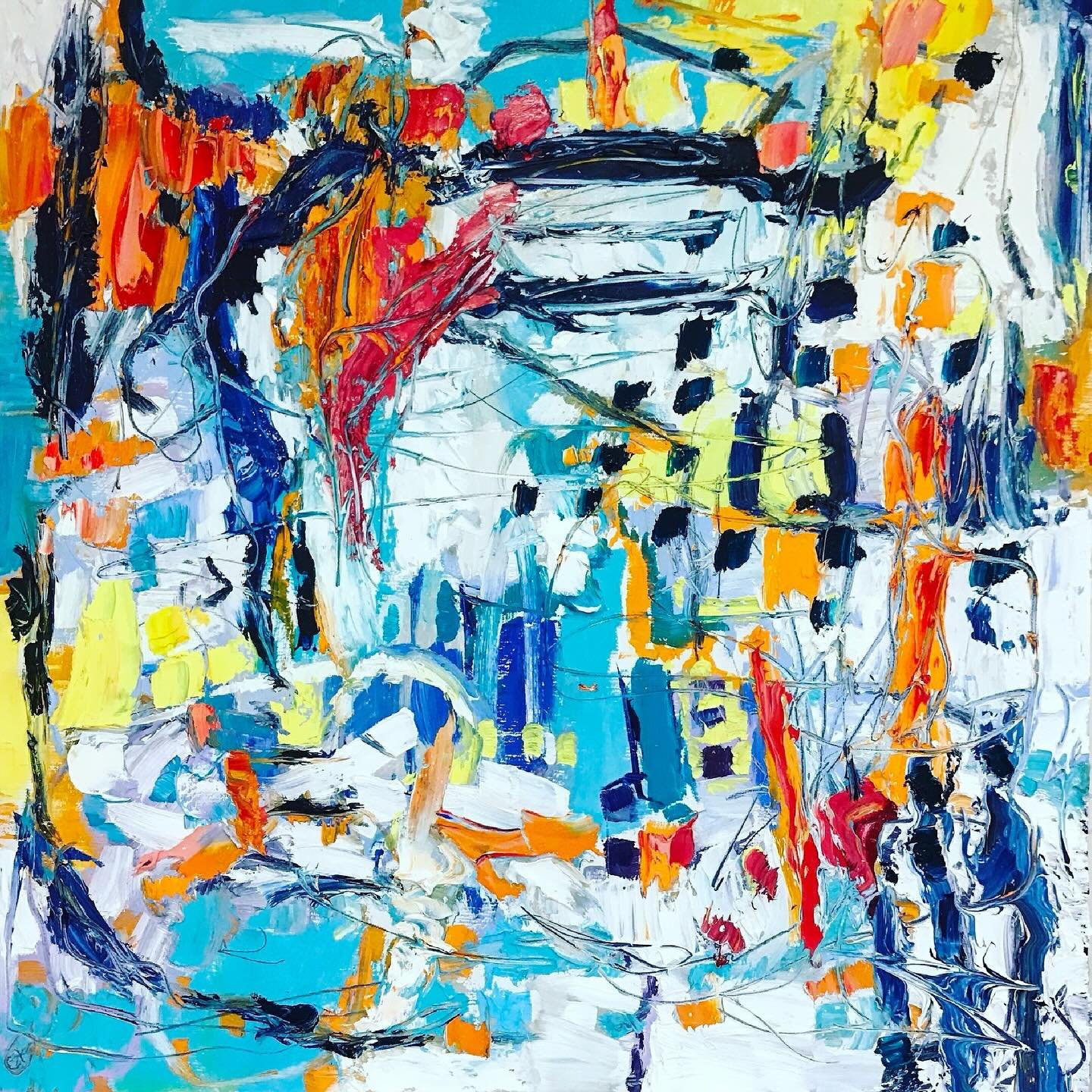 Lots and lots of texture in this one! 

🎨 'Solace', oil and wax on 28x28&quot; canvas 🎨

#abstractoilpainting #abstractpainting #abstractart #abstraction #abstractexpressionism