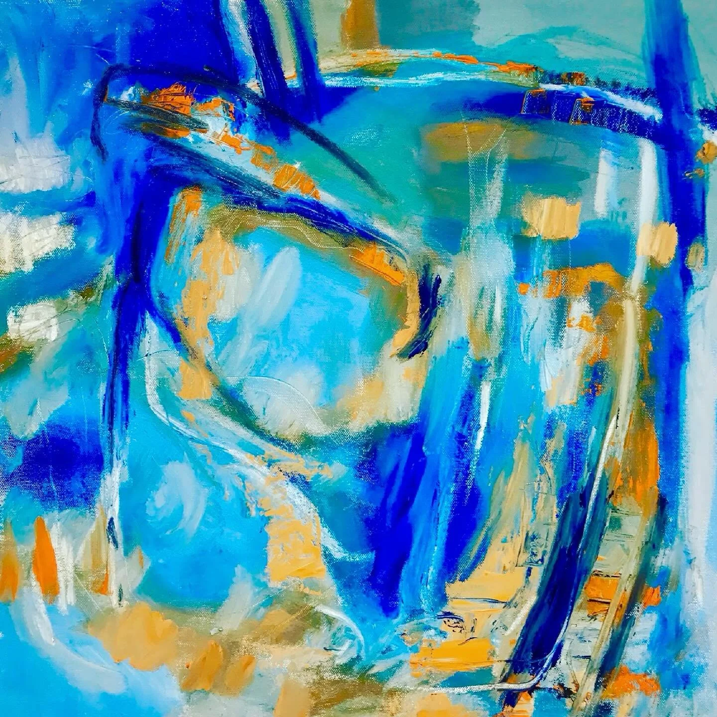 From my 2017 archive... 'The things that I love', oil on 40x40&quot; canvas 🎨 💙 

#abstractart #abstractpainting #abstractexpressionism #abstractpainter #abstractoilpainting #bluepainting