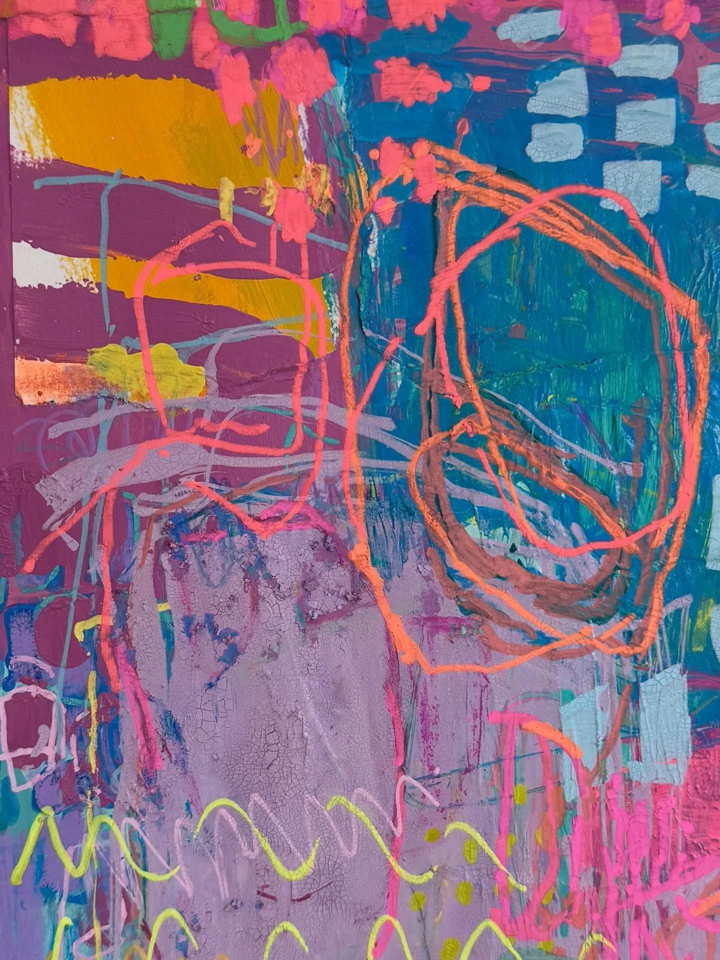 Mixed media and collage on A3 paper. A bit of neon in this one gives it a nice bright pop! 💥

#abstractart #abstractcollage #worksonpaper