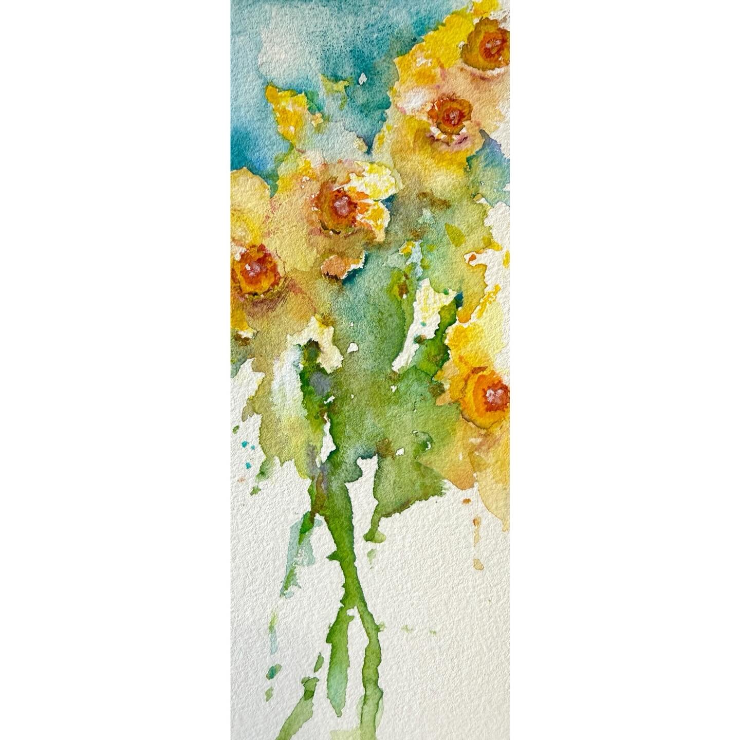 Happy Easter Sunday. I painted this today, spring daffodils, bringing some colour and brightness into my studios, despite the April showers outside.

#flowerpainting #floralwatercolor #watercolorpainting #watercolourpainting #watercolorart